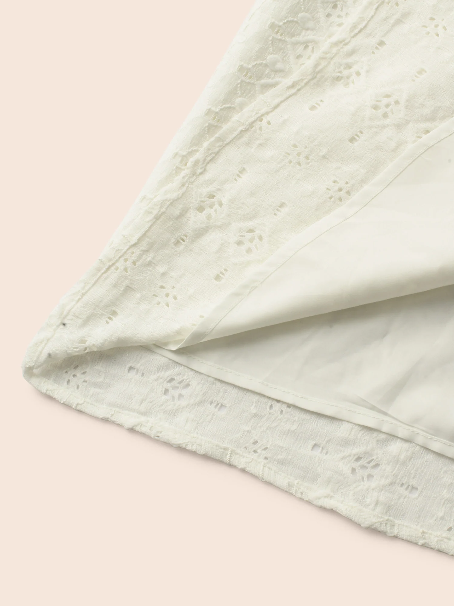 Solid V Neck Broderie Anglaise Dress - Image 6