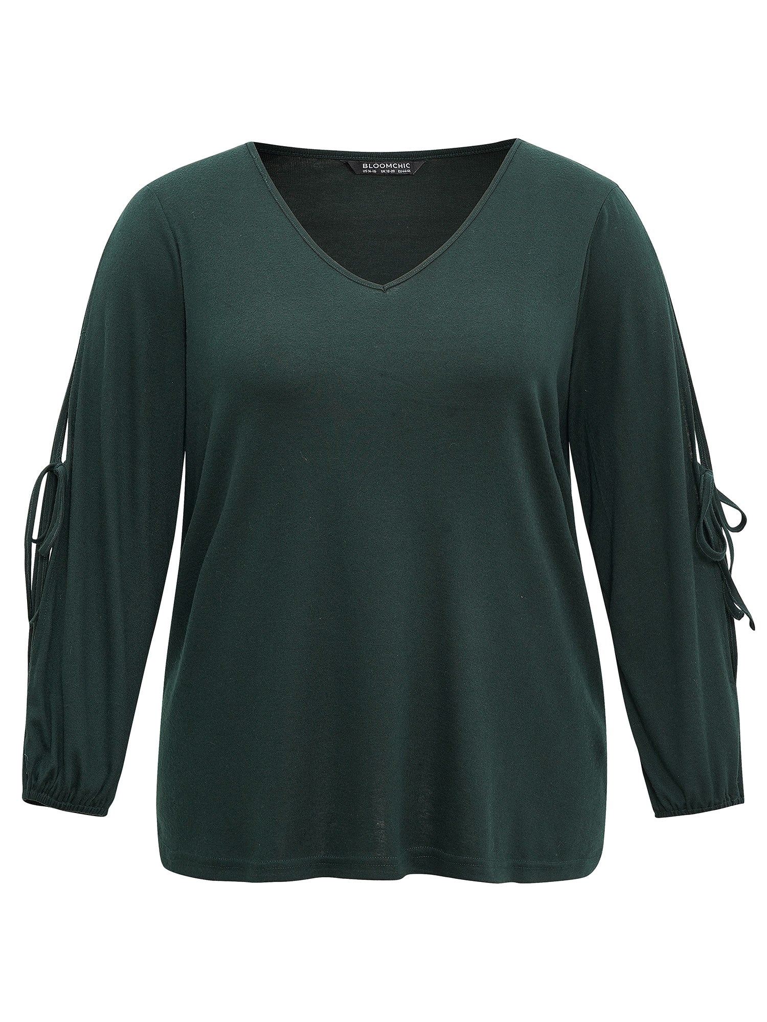 Solid V Neck Knot Ties T-shirt - Image 6