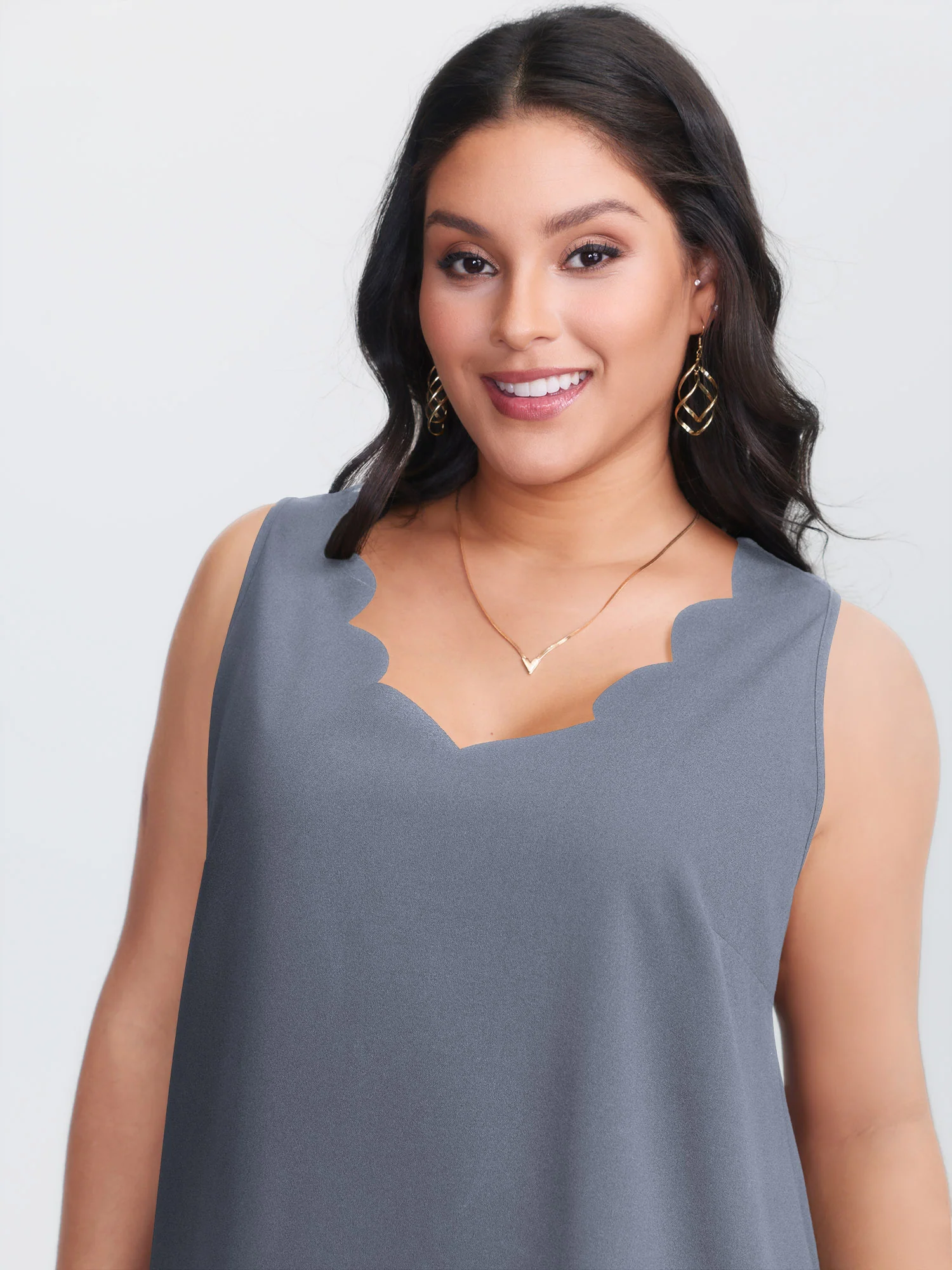 Solid V Neck Laser Cut Tank Top - Image 13