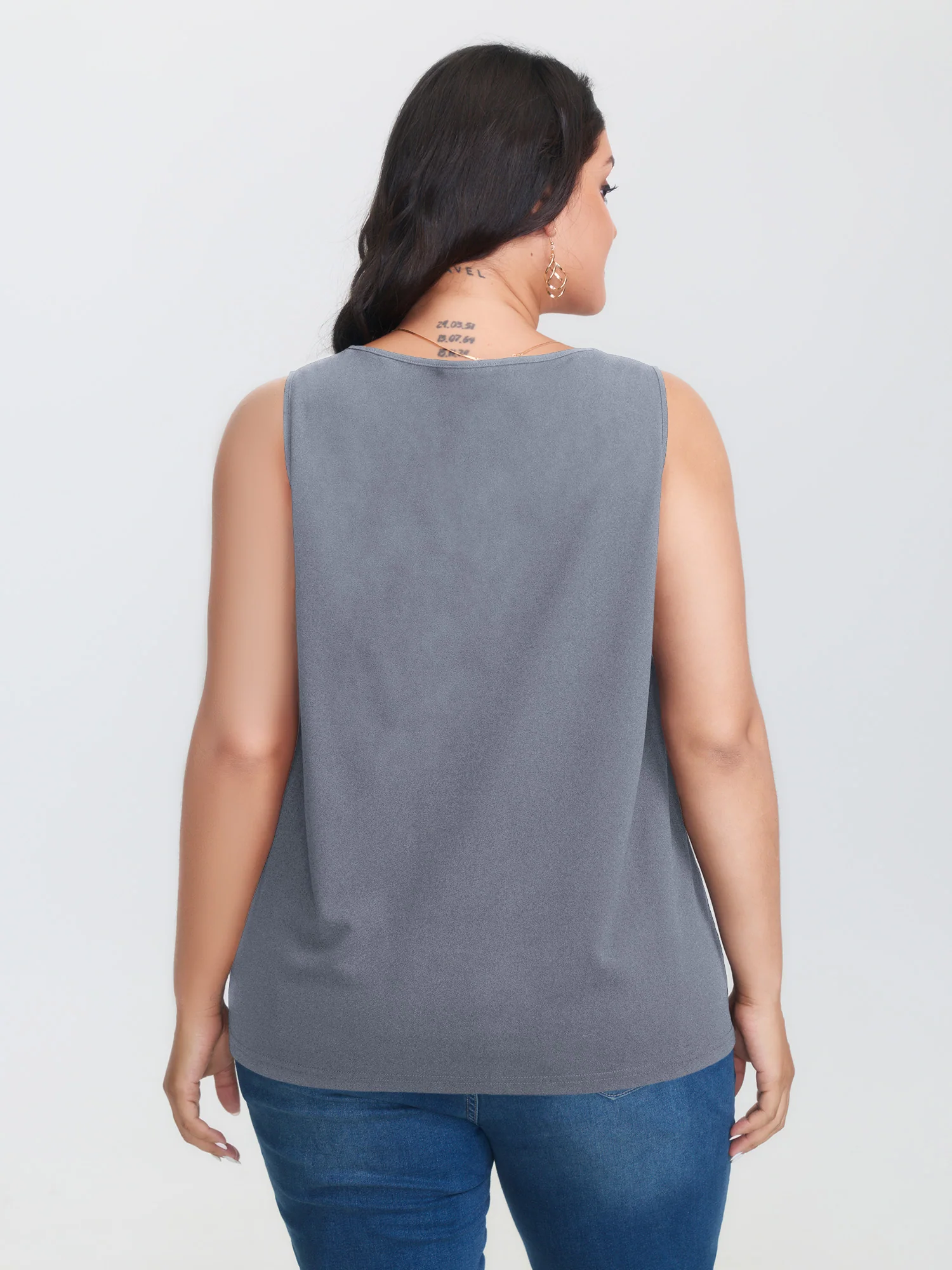 Solid V Neck Laser Cut Tank Top - Image 16