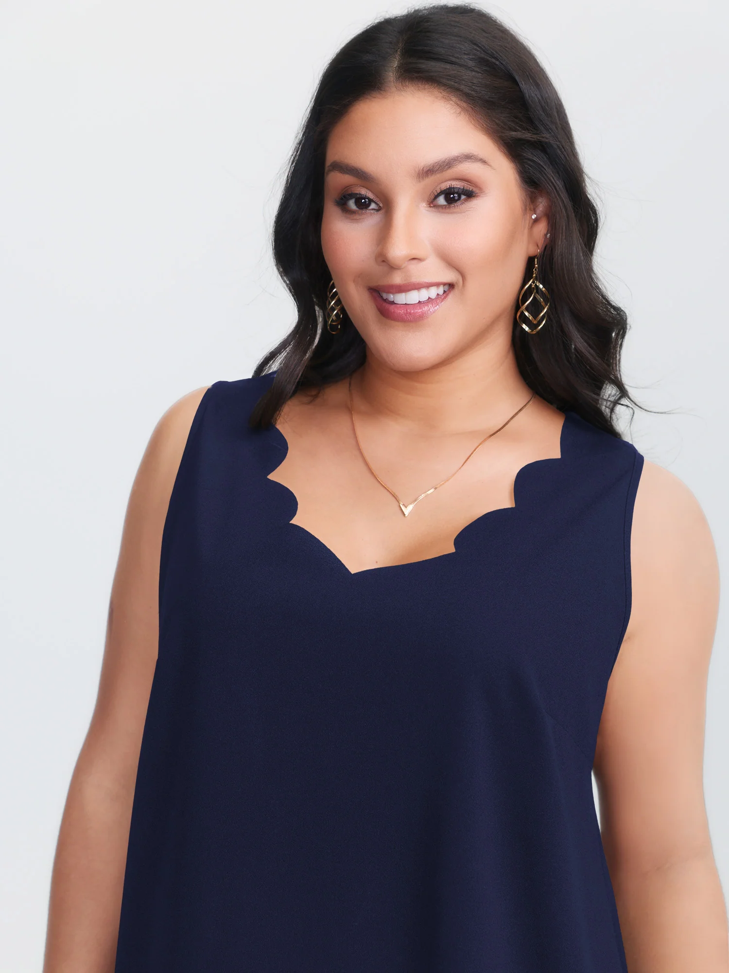 Solid V Neck Laser Cut Tank Top - Image 17