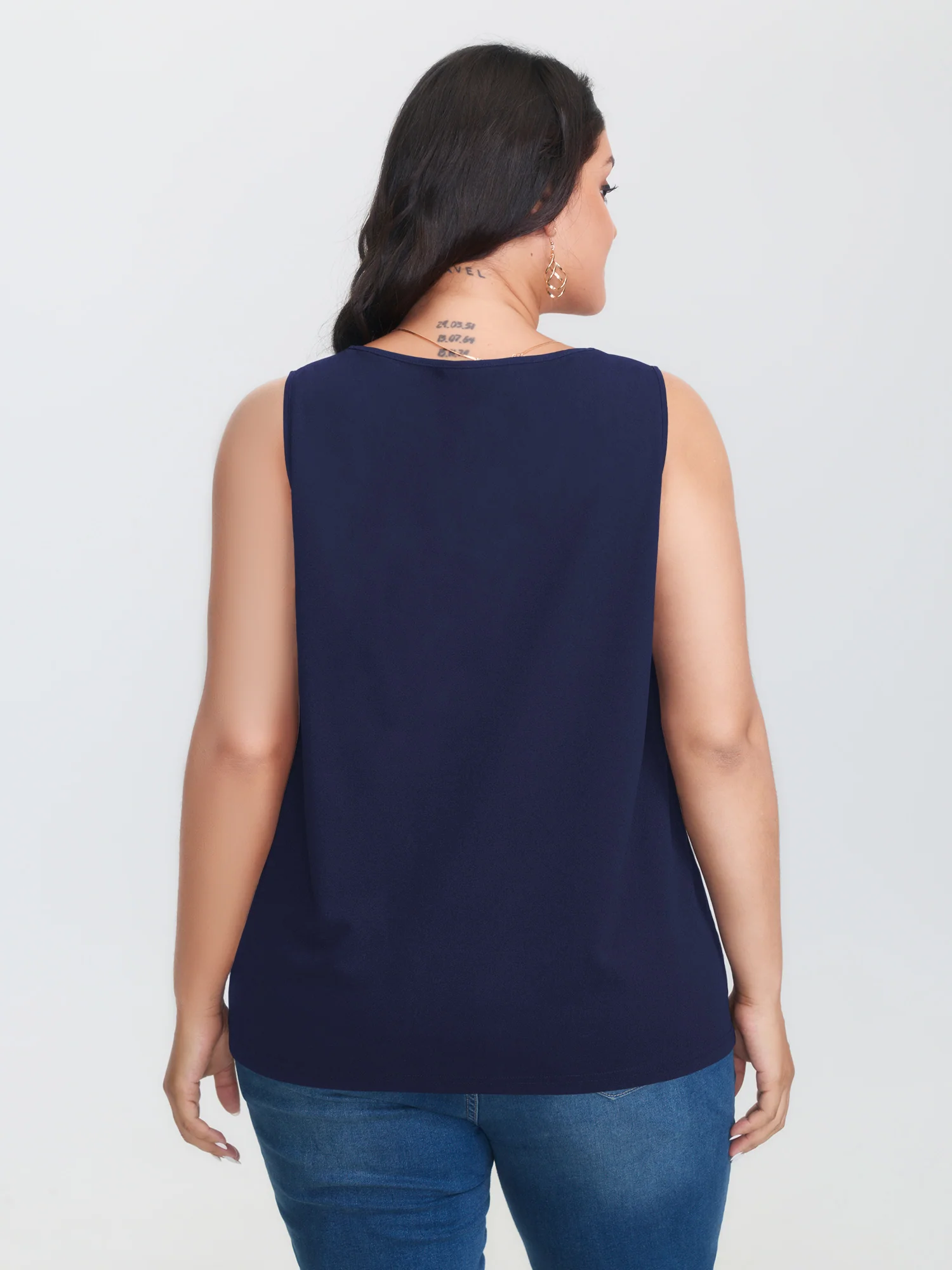 Solid V Neck Laser Cut Tank Top - Image 20