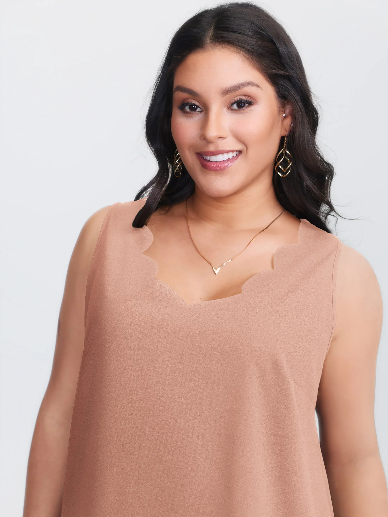 Solid V Neck Laser Cut Tank Top - Image 21