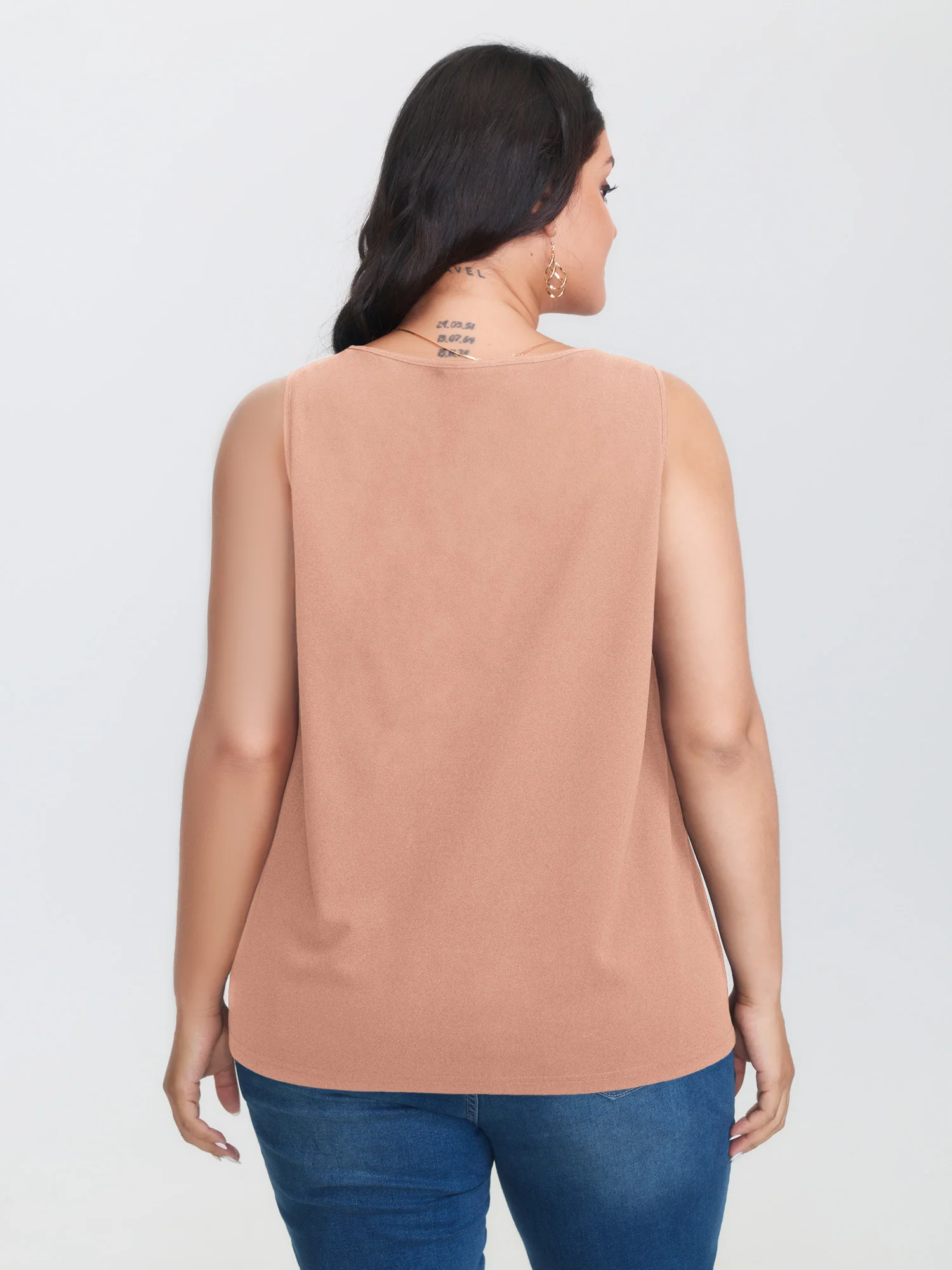 Solid V Neck Laser Cut Tank Top - Image 24
