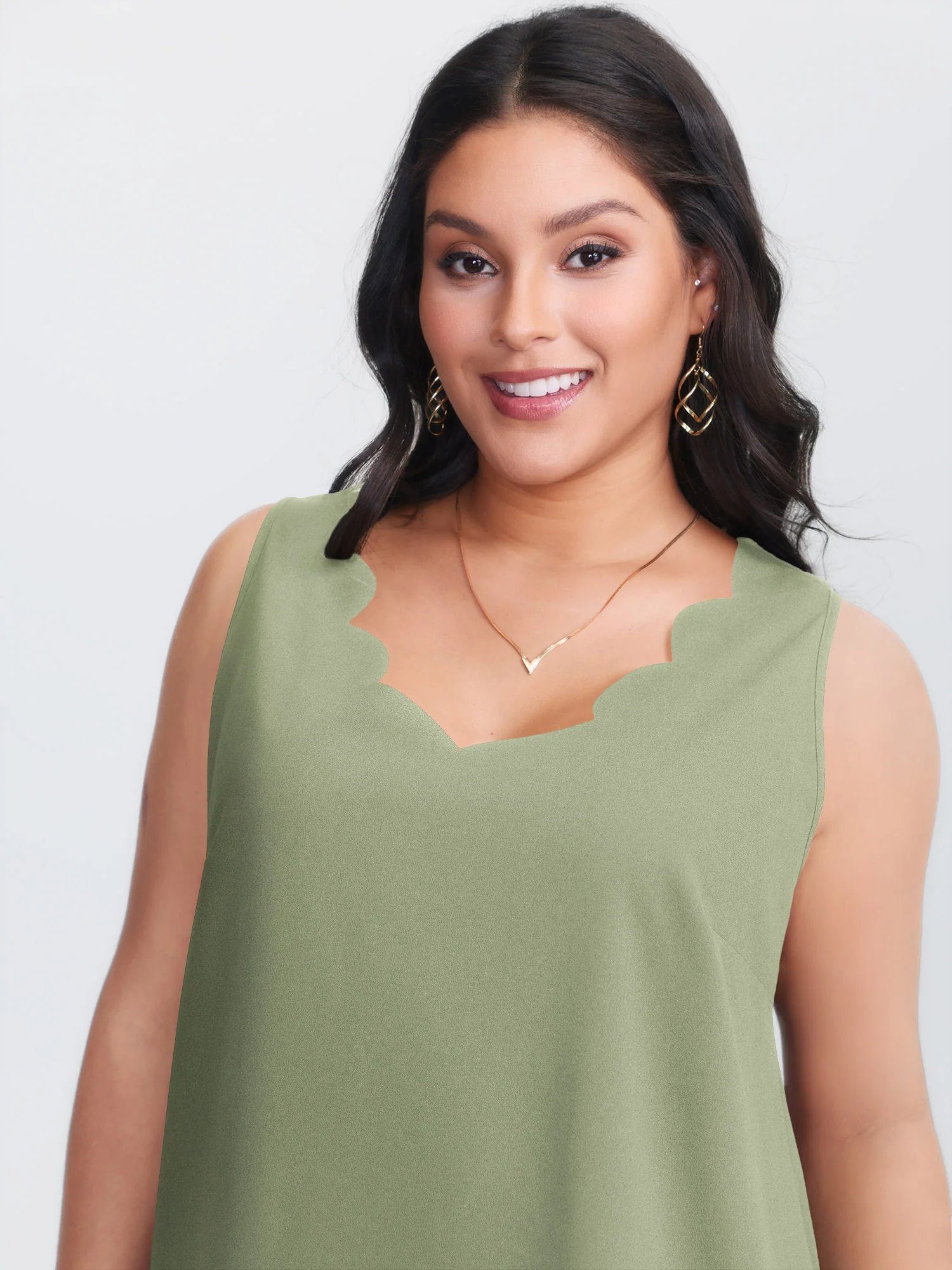Solid V Neck Laser Cut Tank Top - Image 25