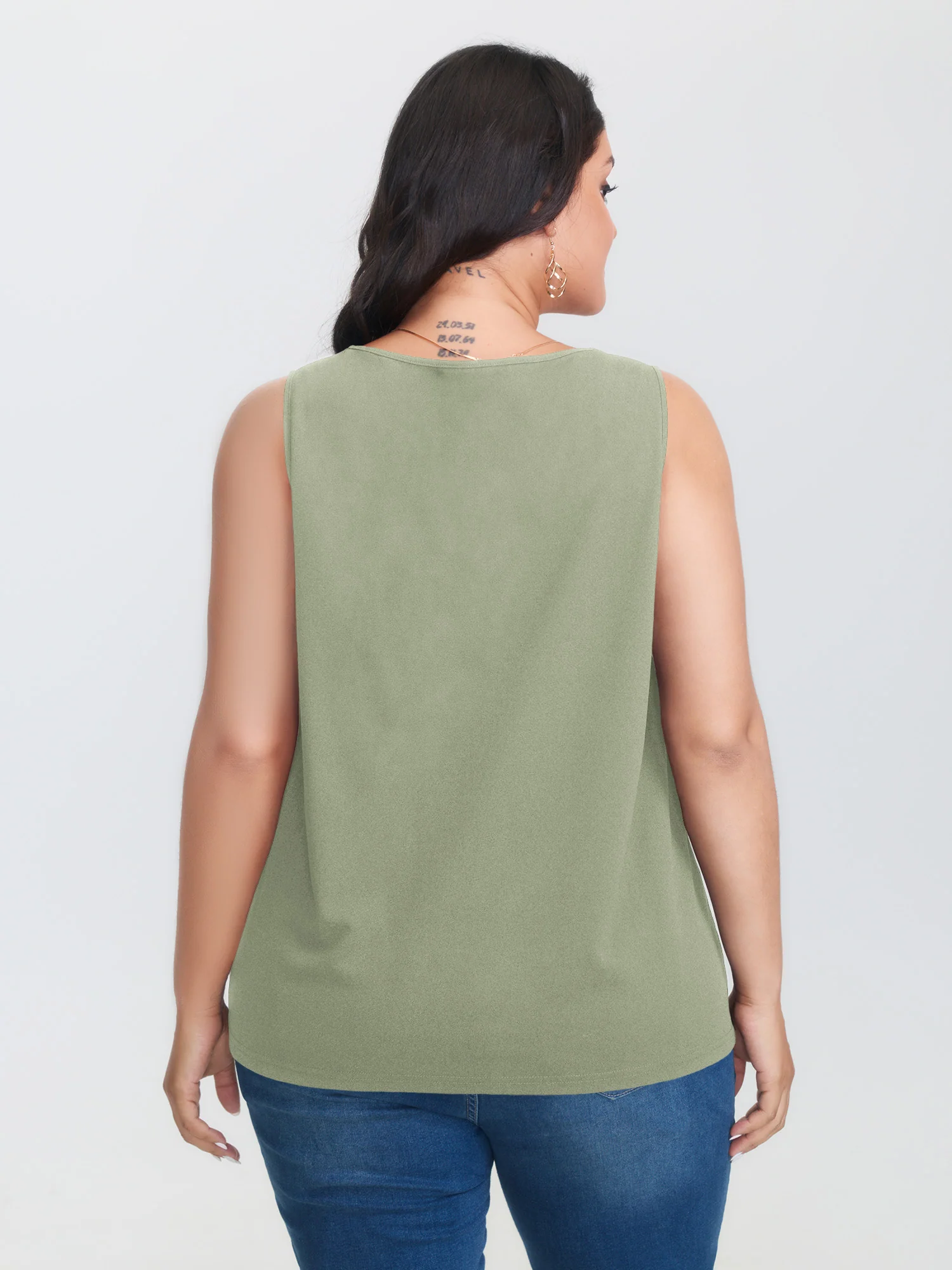 Solid V Neck Laser Cut Tank Top - Image 28