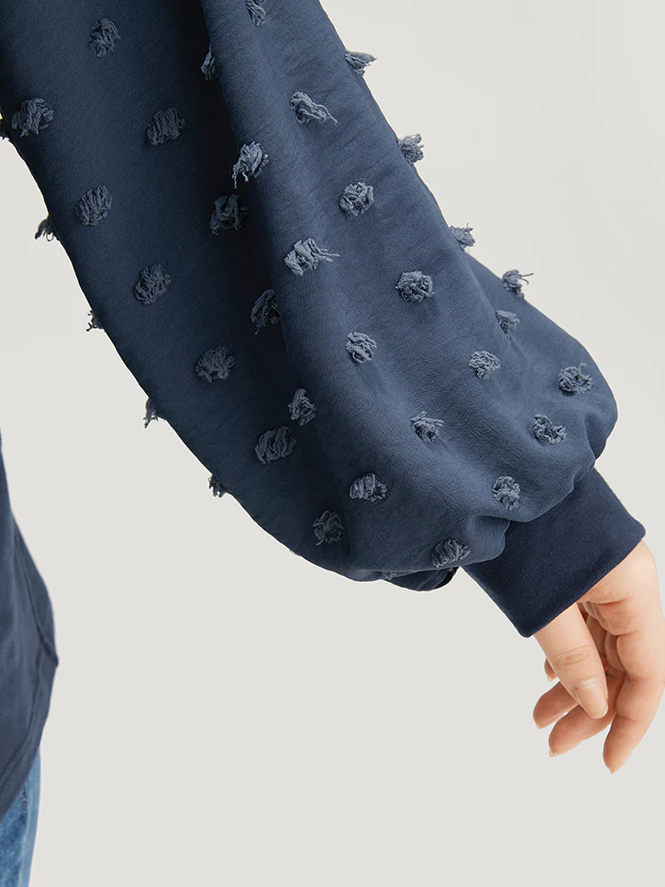 Solid V Neck Patchwork Elastic Cuffs Sweatshirt - Image 6