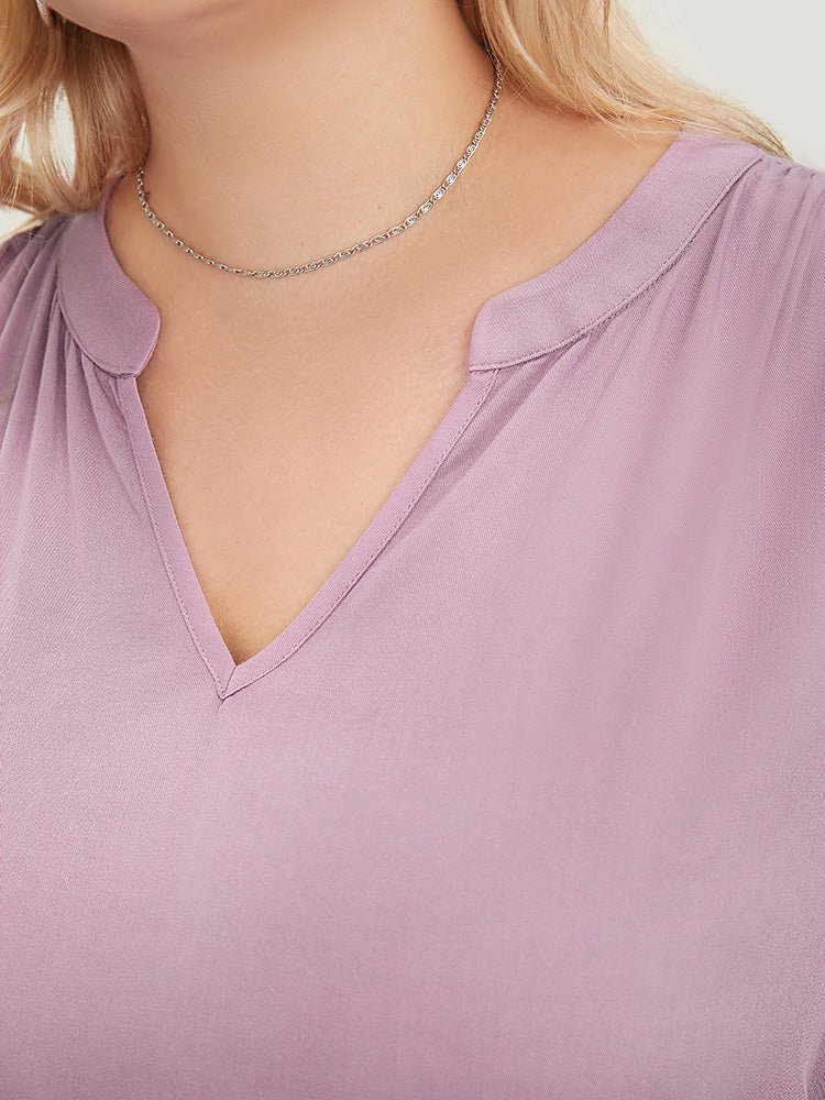 Solid V Neck Ruffle Tiered Sleeve Pocket Drawstring Dress - Image 7