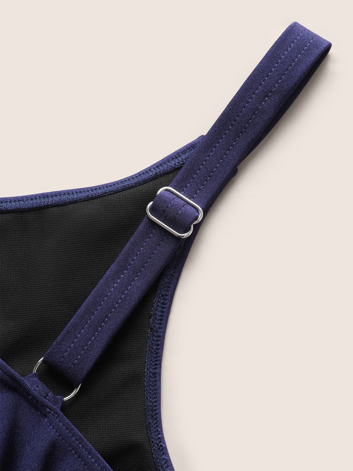 Solid V Neck Tie Knot Adjustable Straps Swim Top - Image 5