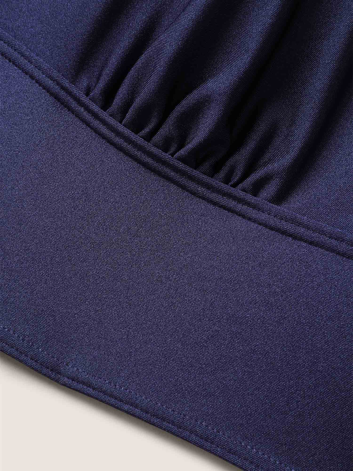 Solid V Neck Tie Knot Adjustable Straps Swim Top - Image 6