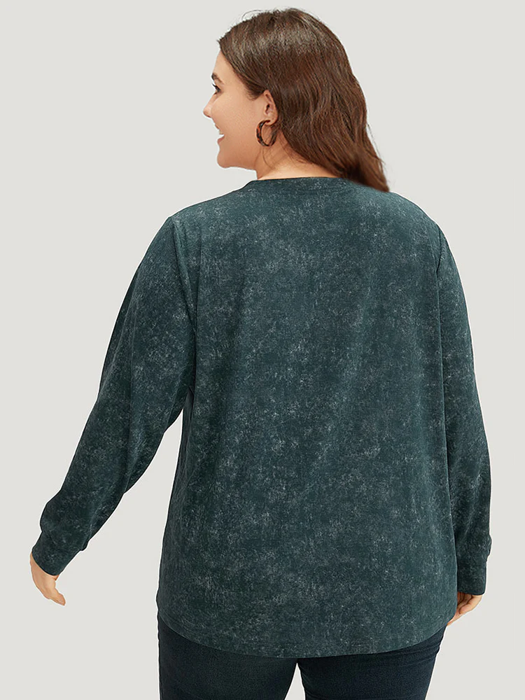 Solid Vintage V Neck Sweatshirt - Image 2