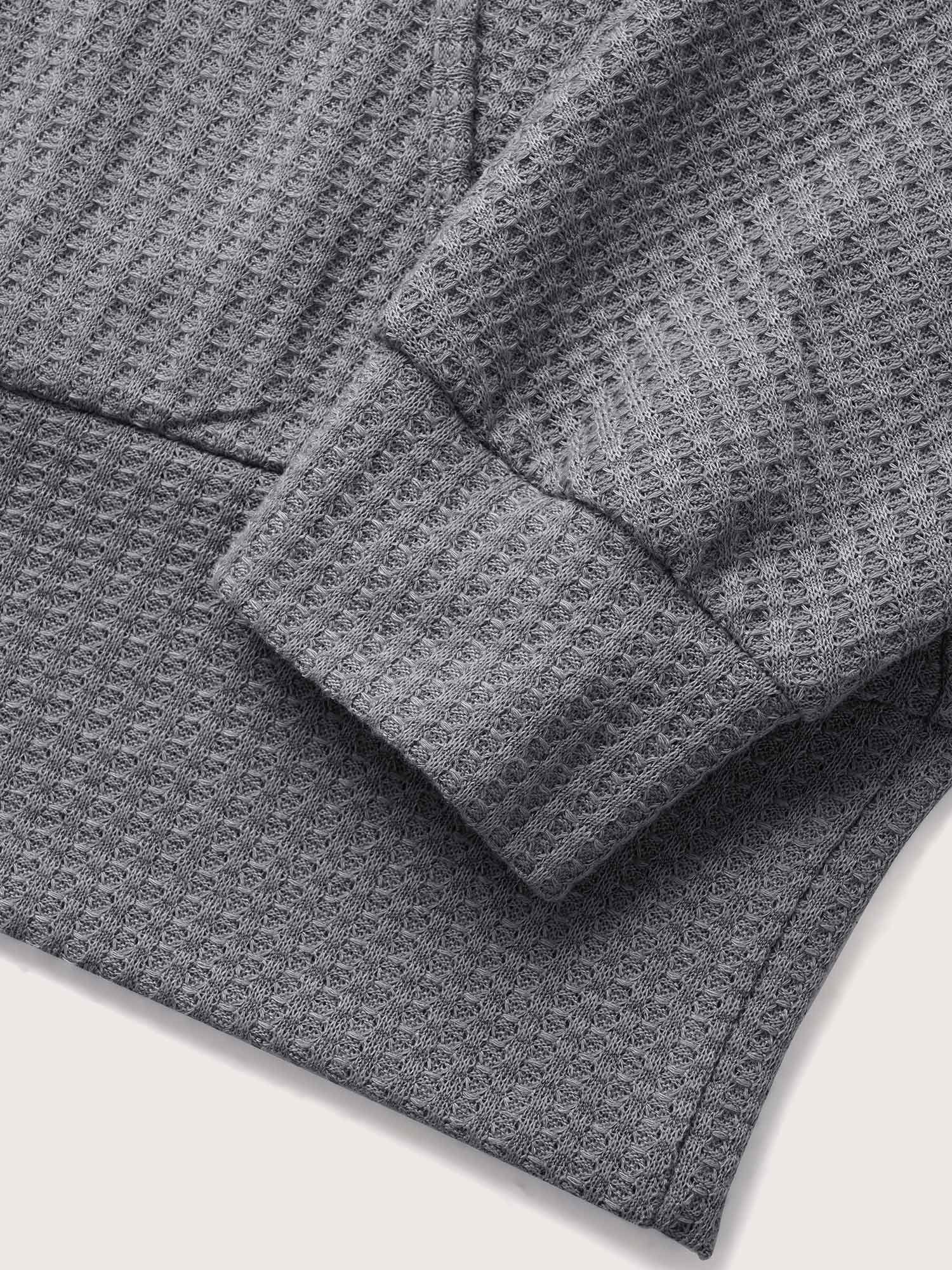 Solid Waffle Knit Wrap Long Sleeve T-shirt - Image 9