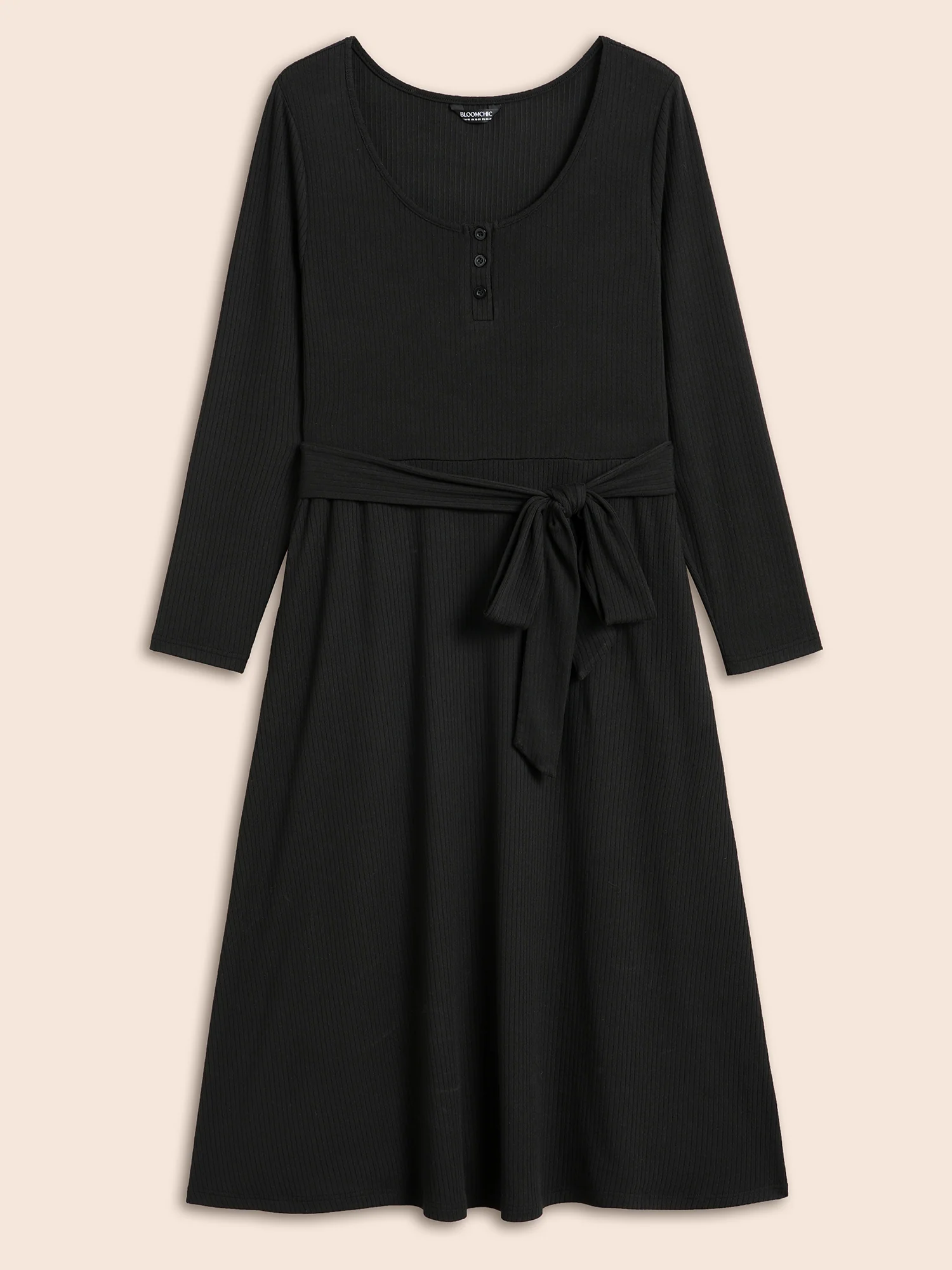 Solid Waist Tie Midi Dress - Image 8