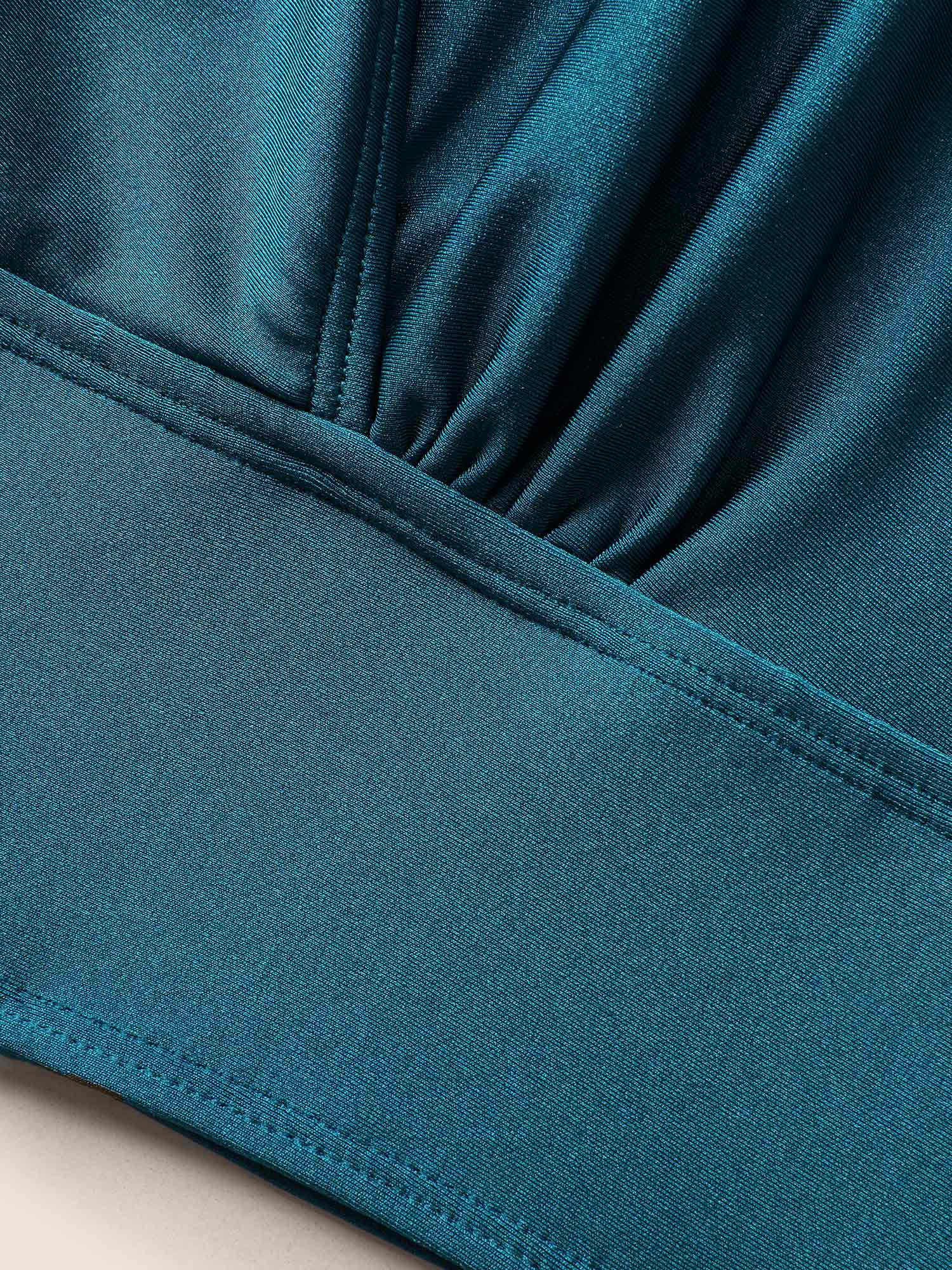 Solid Wrap Ruffle Cap Sleeve Swim Top - Image 6