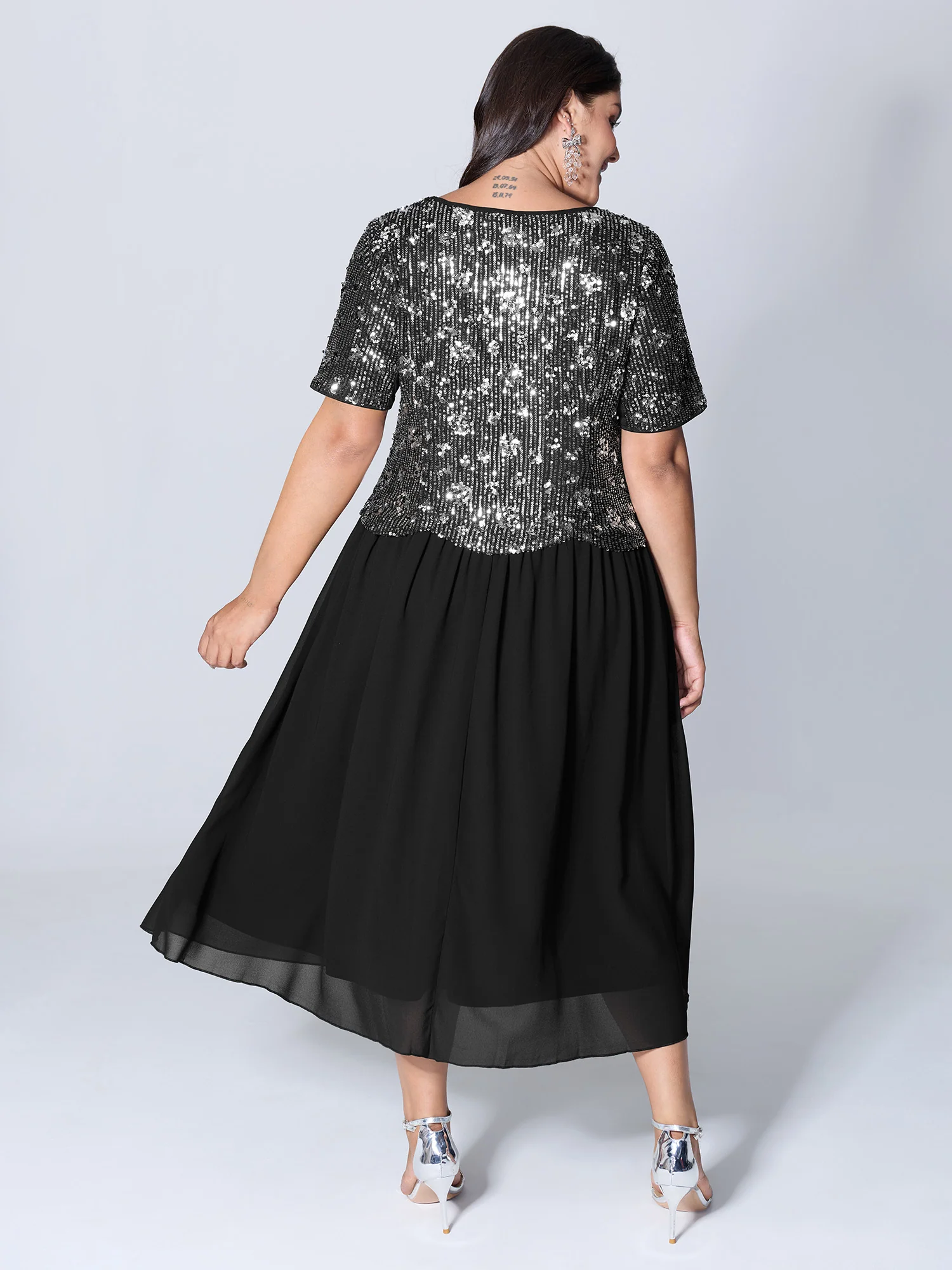 Sparkly 2-In-1 Color Contrast Midi Dress - Image 4