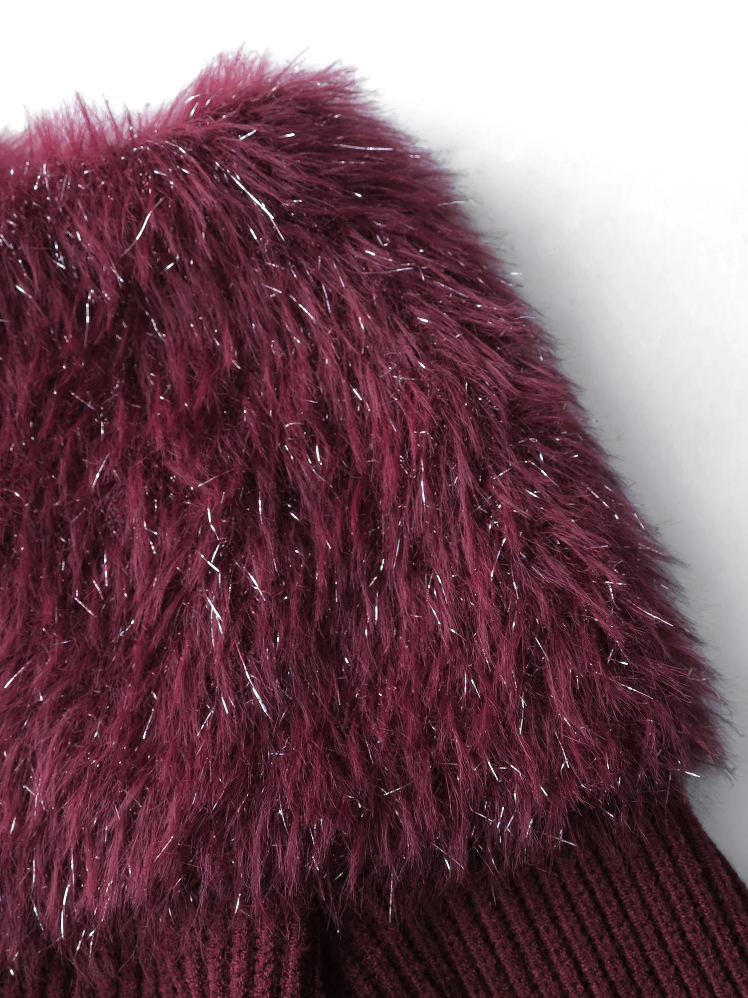 Sparkly Fur Off-Shoulder A-Line Pullover - Image 6