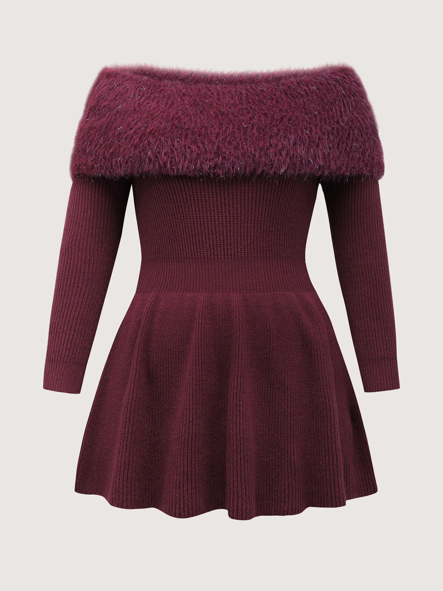 Sparkly Fur Off-Shoulder A-Line Pullover - Image 8