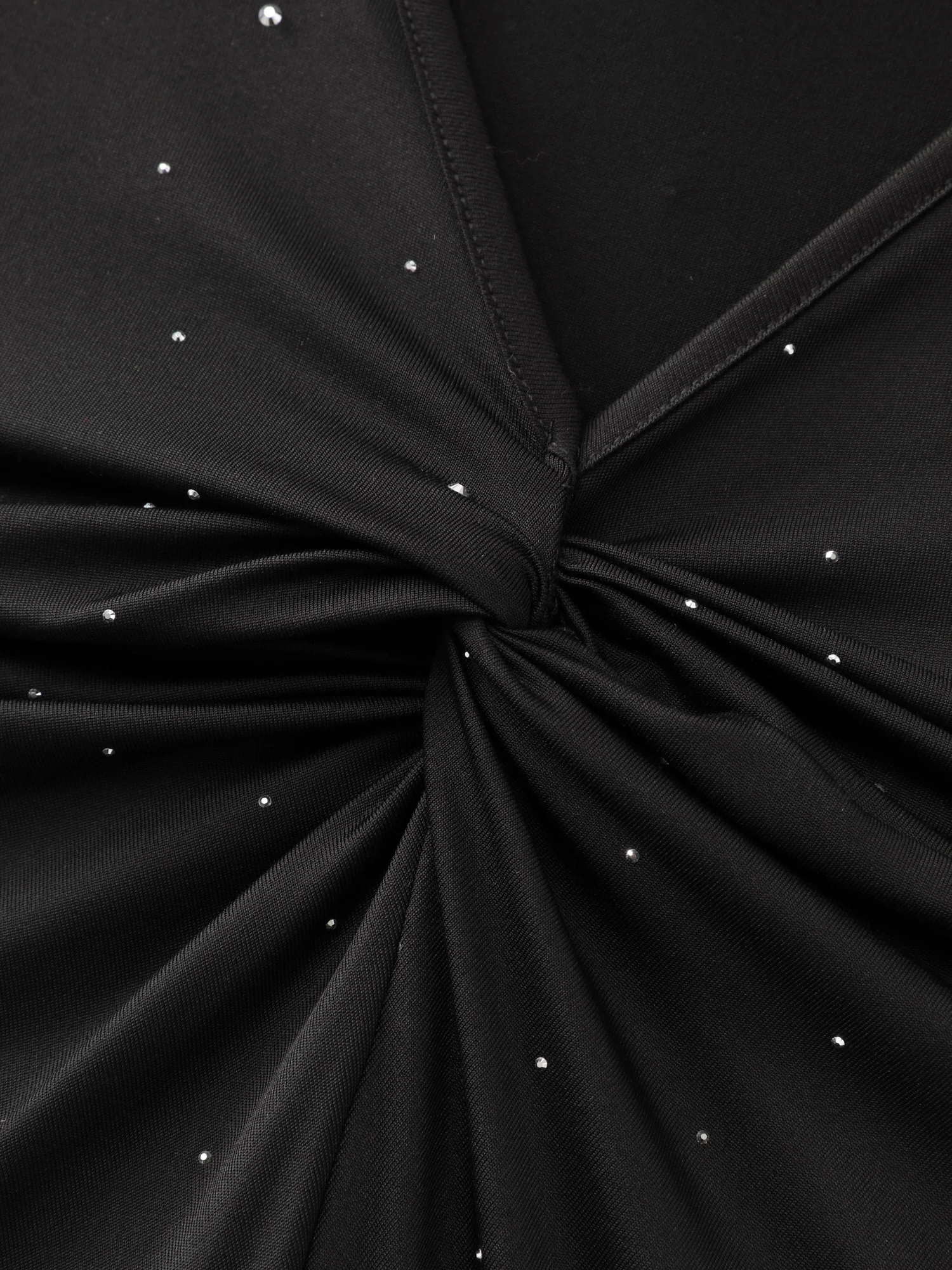 Sparkly Mesh Pockets Ruched Bodice Midi Dress - Image 5