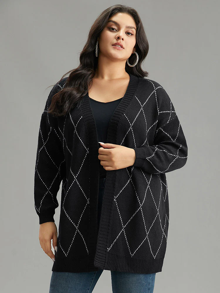 Sparkly Plaid Open Front Cardigan - Image 3