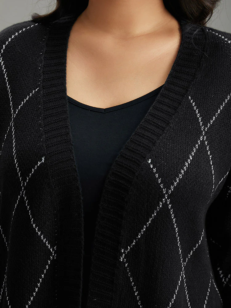Sparkly Plaid Open Front Cardigan - Image 6