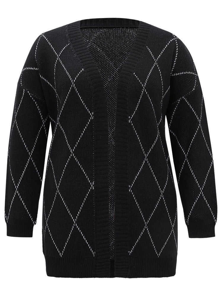 Sparkly Plaid Open Front Cardigan - Image 8