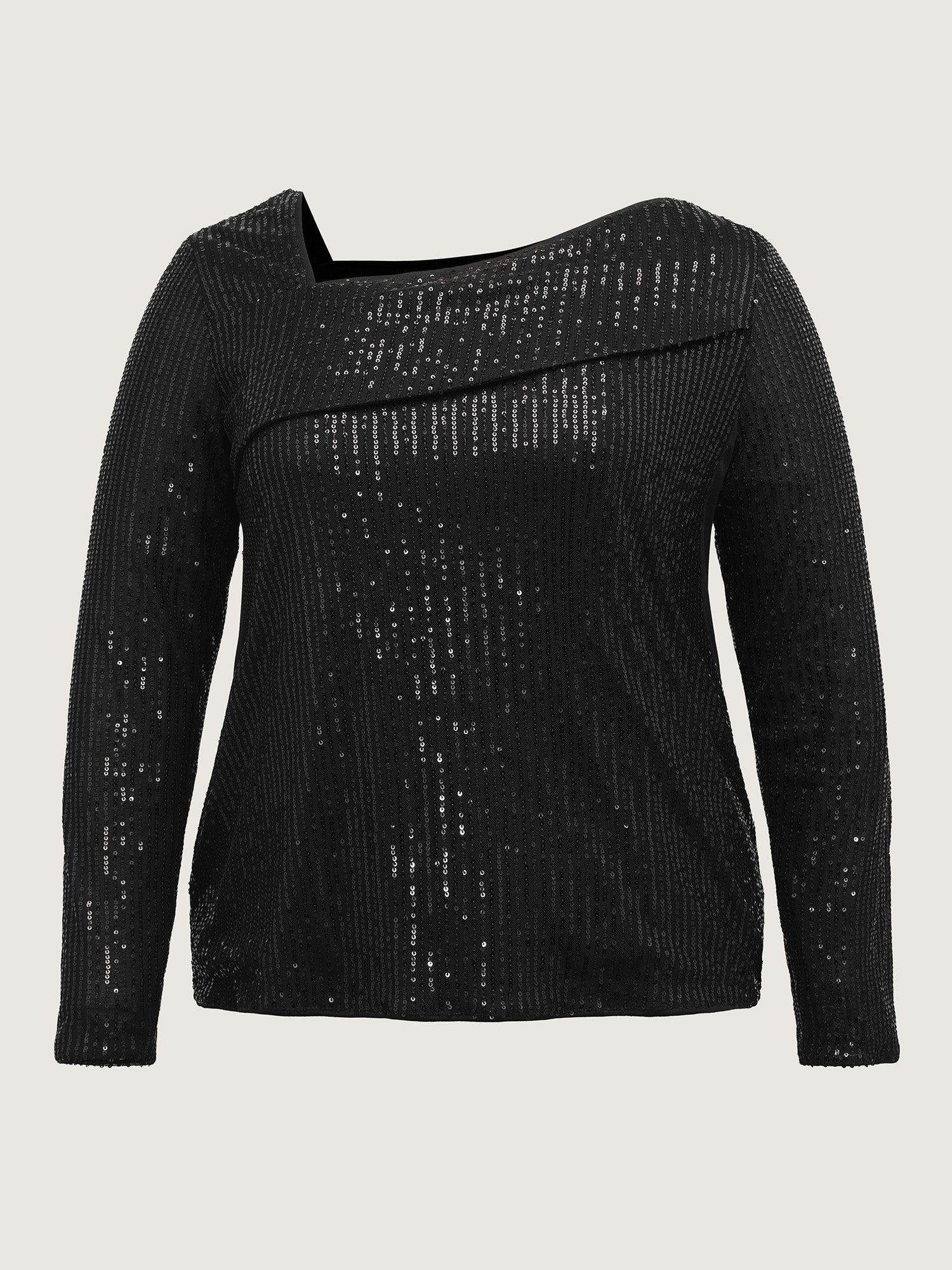 Sparkly Sequin Asymmetrical Neckline Blouse - Image 7