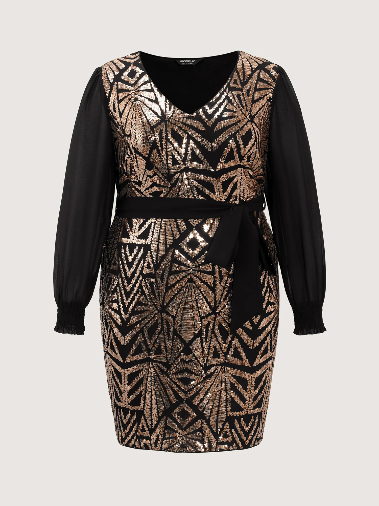 Sparkly Sequin Belted Mini Dress - Image 7