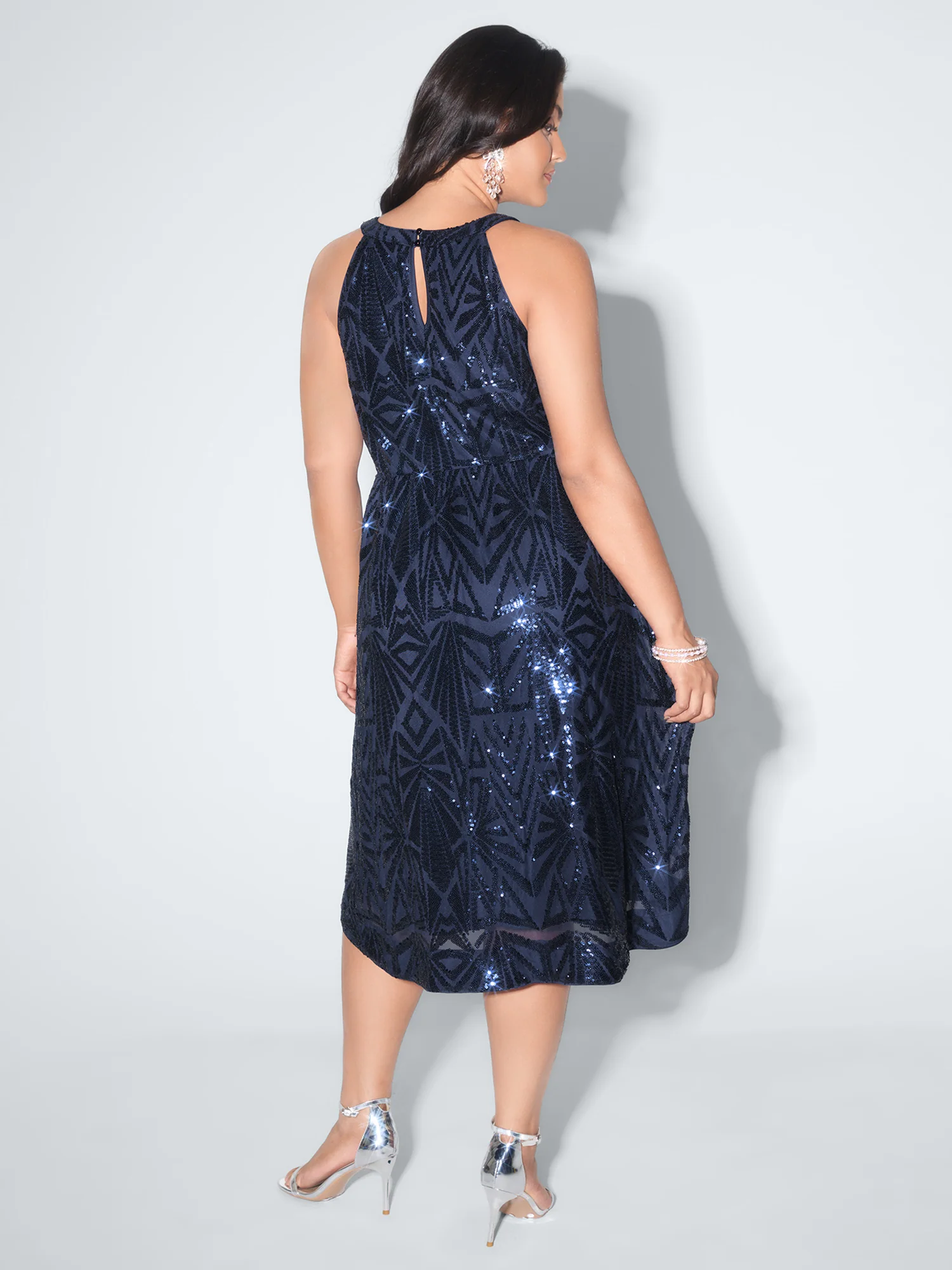 Sparkly Sequin Halter Neck Mini Dress - Image 4