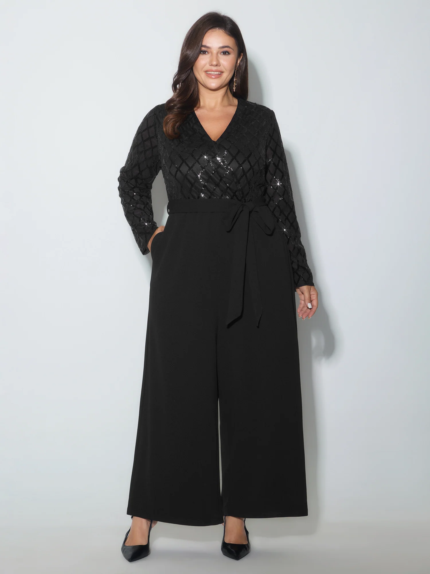 Sparkly Sequin Side-Tie Jumpsuin - Image 4