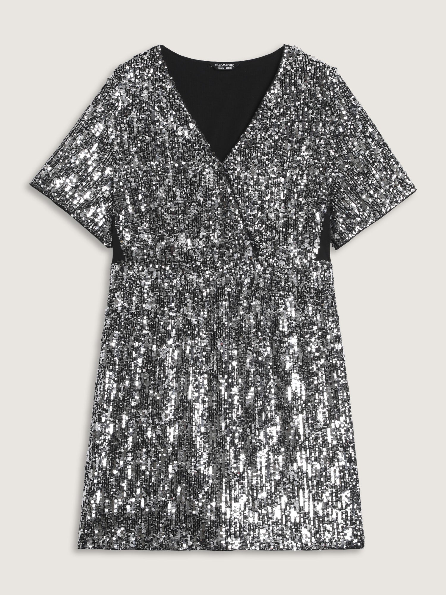 Sparkly Sequin V-Neck Cinched-Waist Mini Dress - Image 7