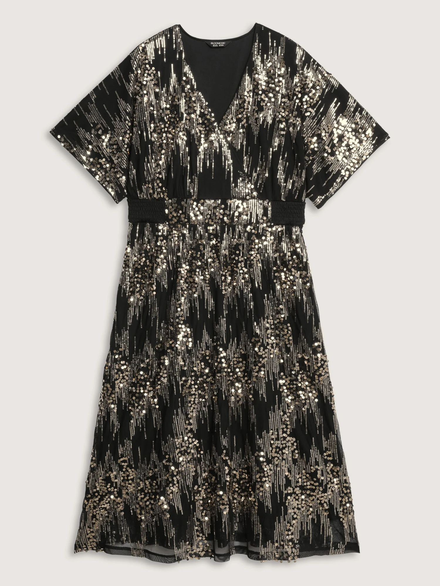 Sparkly Sequins Wrap Neck Midi Dress - Image 8