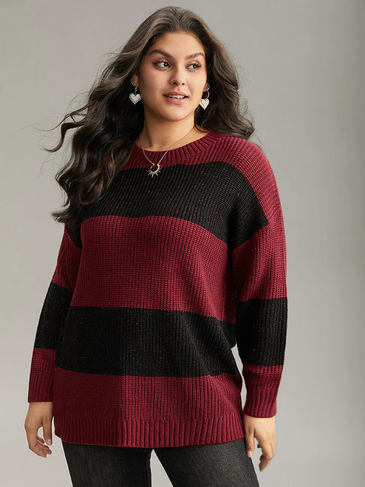 Sparkly Two Tone Colorblock Pullover