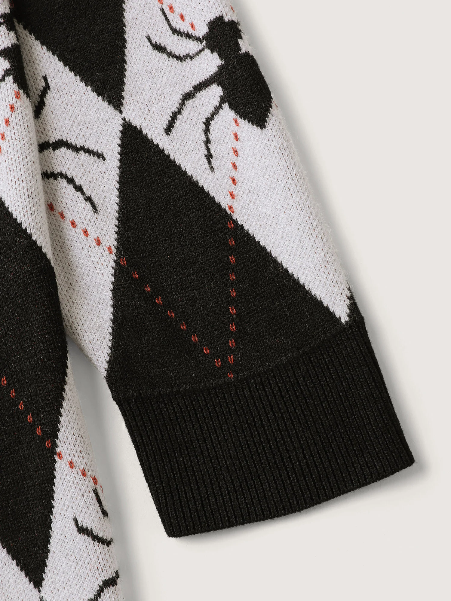 Spider Check Jacquard Pockets Knit Cardigan - Image 6