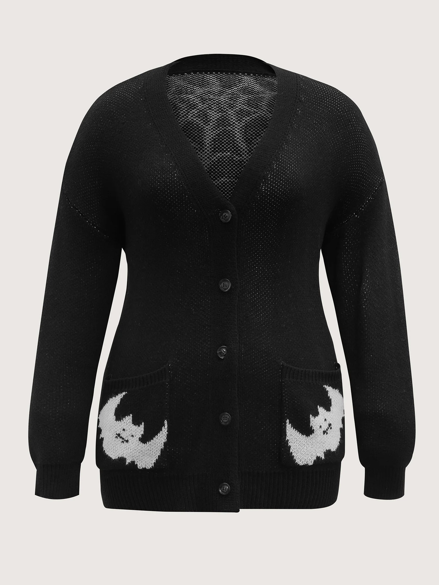 Spiderweb Bat Jacquard Pockets Knit Cardigan - Image 9
