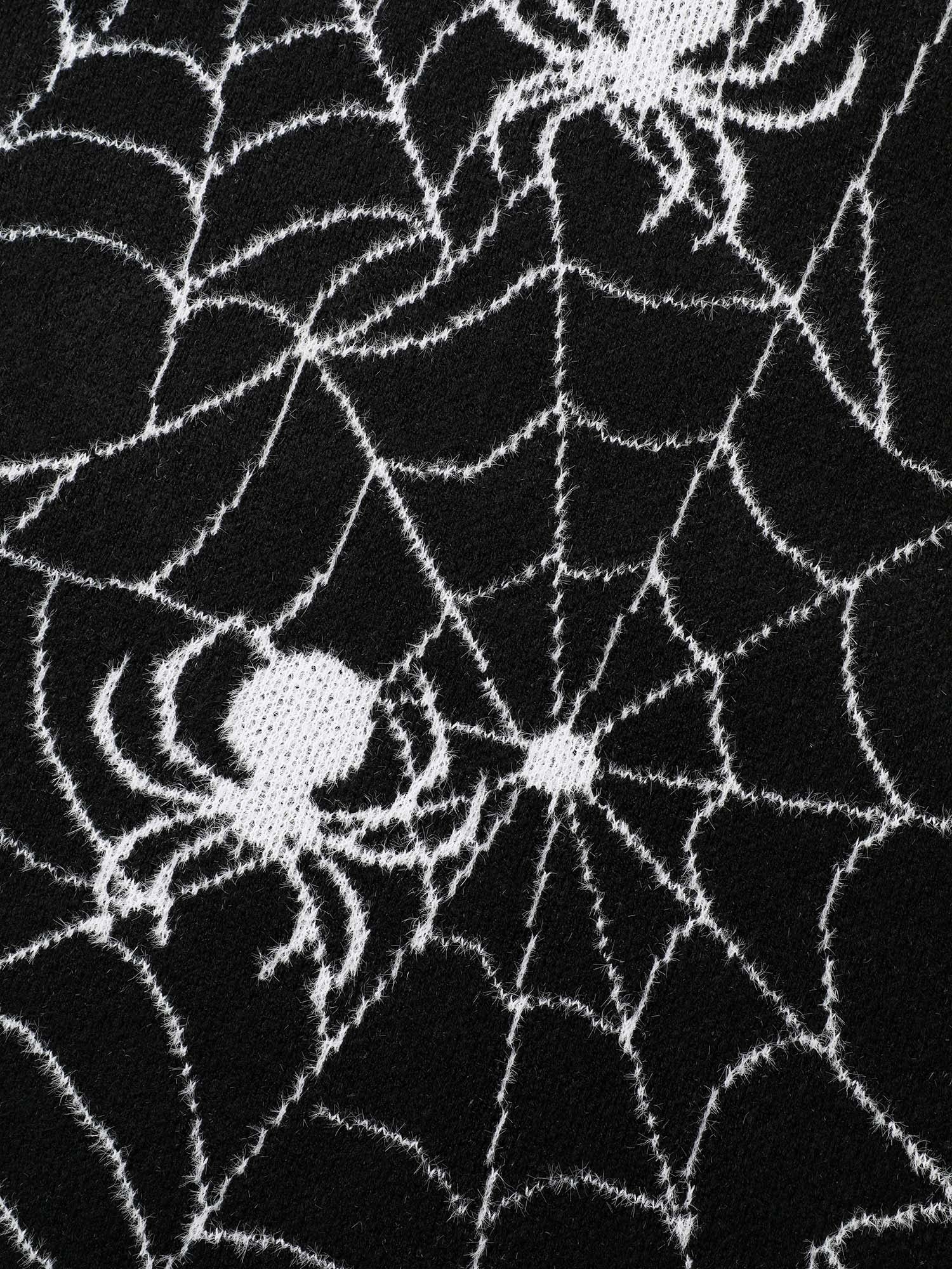 Spiderweb Jacquard Print Ribbed Pullover - Image 5