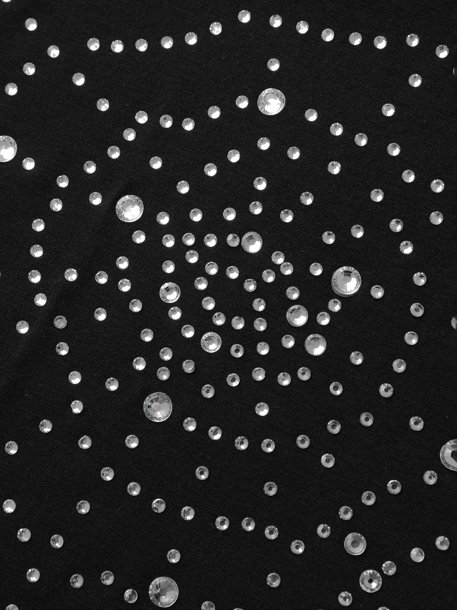 Spiderweb Rhinestone Stretchy Solid T-Shirt - Image 5