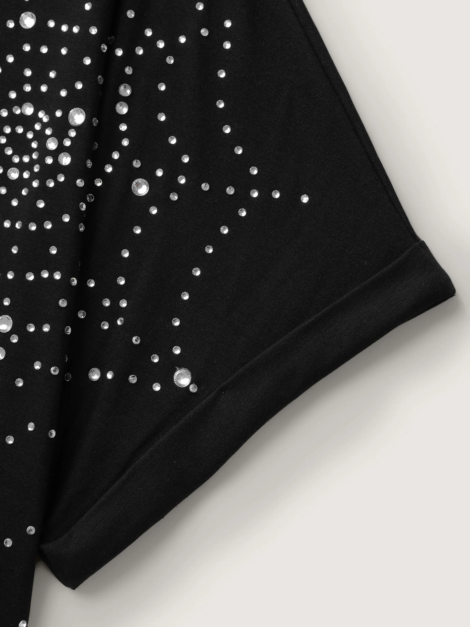 Spiderweb Rhinestone Stretchy Solid T-Shirt - Image 6