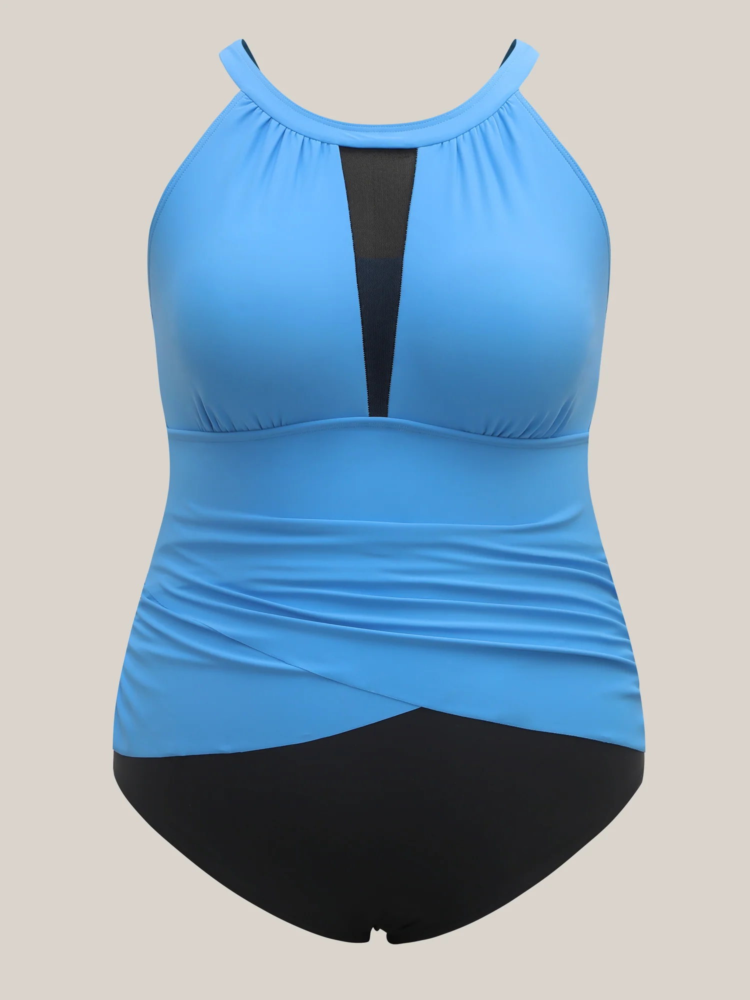 Spliced Color Block Ruched One-Piece Swimsuit - Image 5