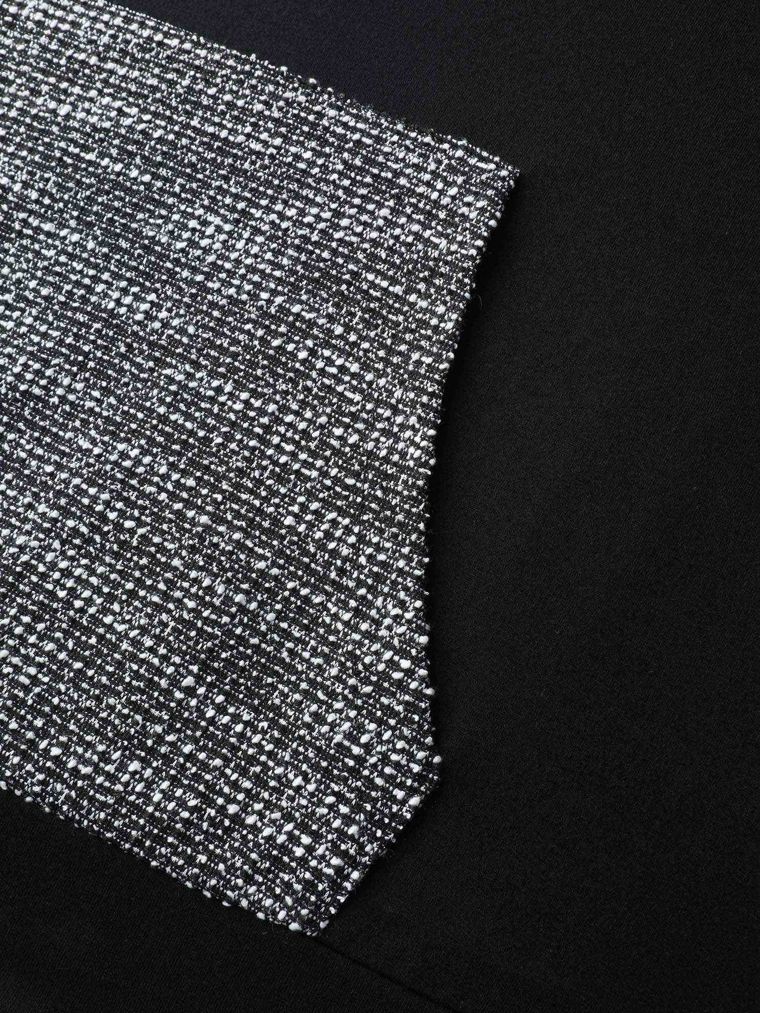 Spliced Color Contrast Textured Hoodie - Image 5