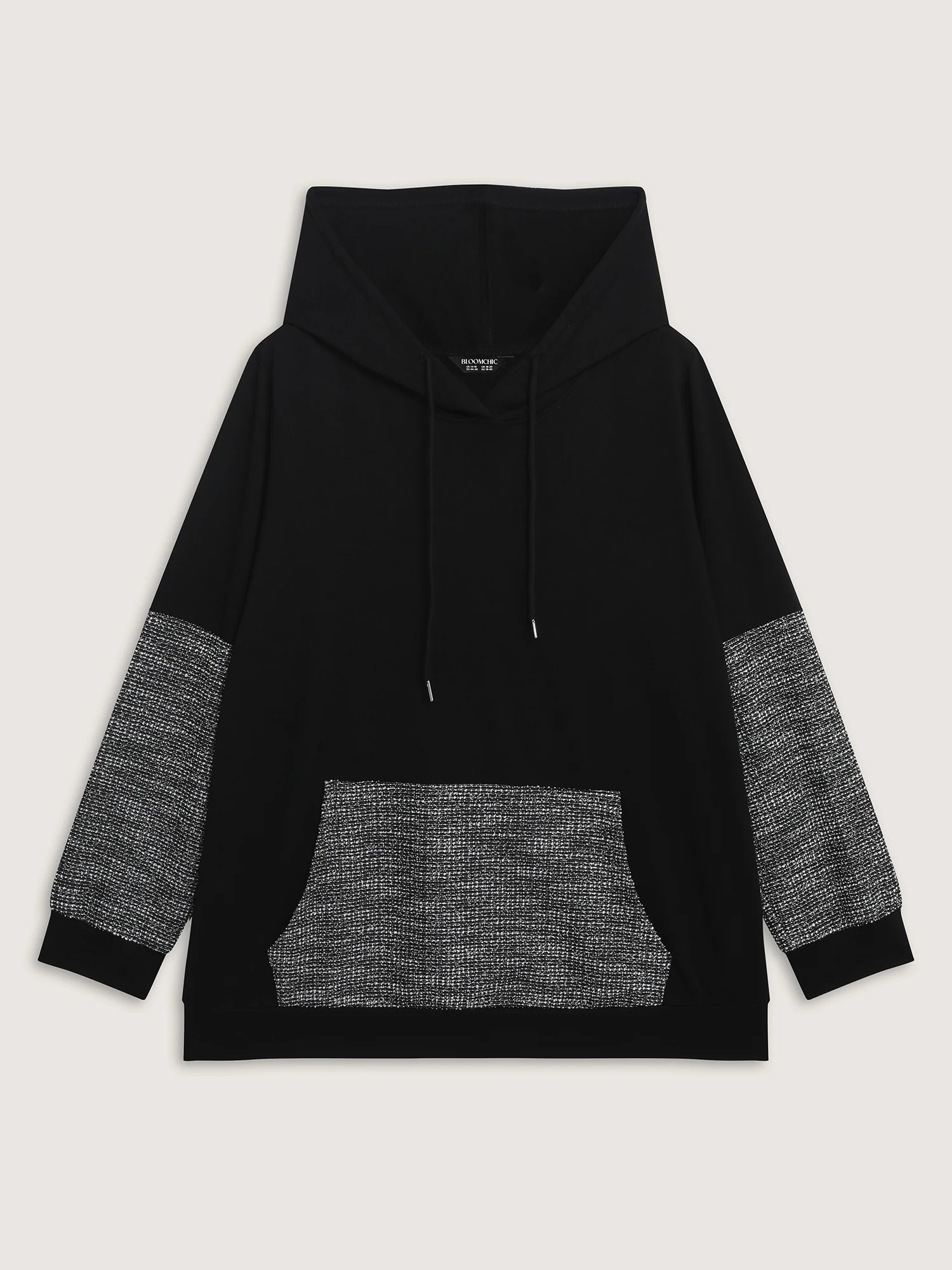 Spliced Color Contrast Textured Hoodie - Image 7
