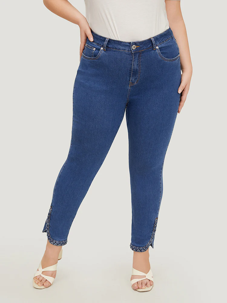 Split Arc Hem Medium Wash Jeans - Image 2