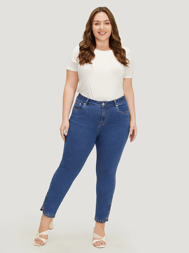 Split Arc Hem Medium Wash Jeans - Image 3