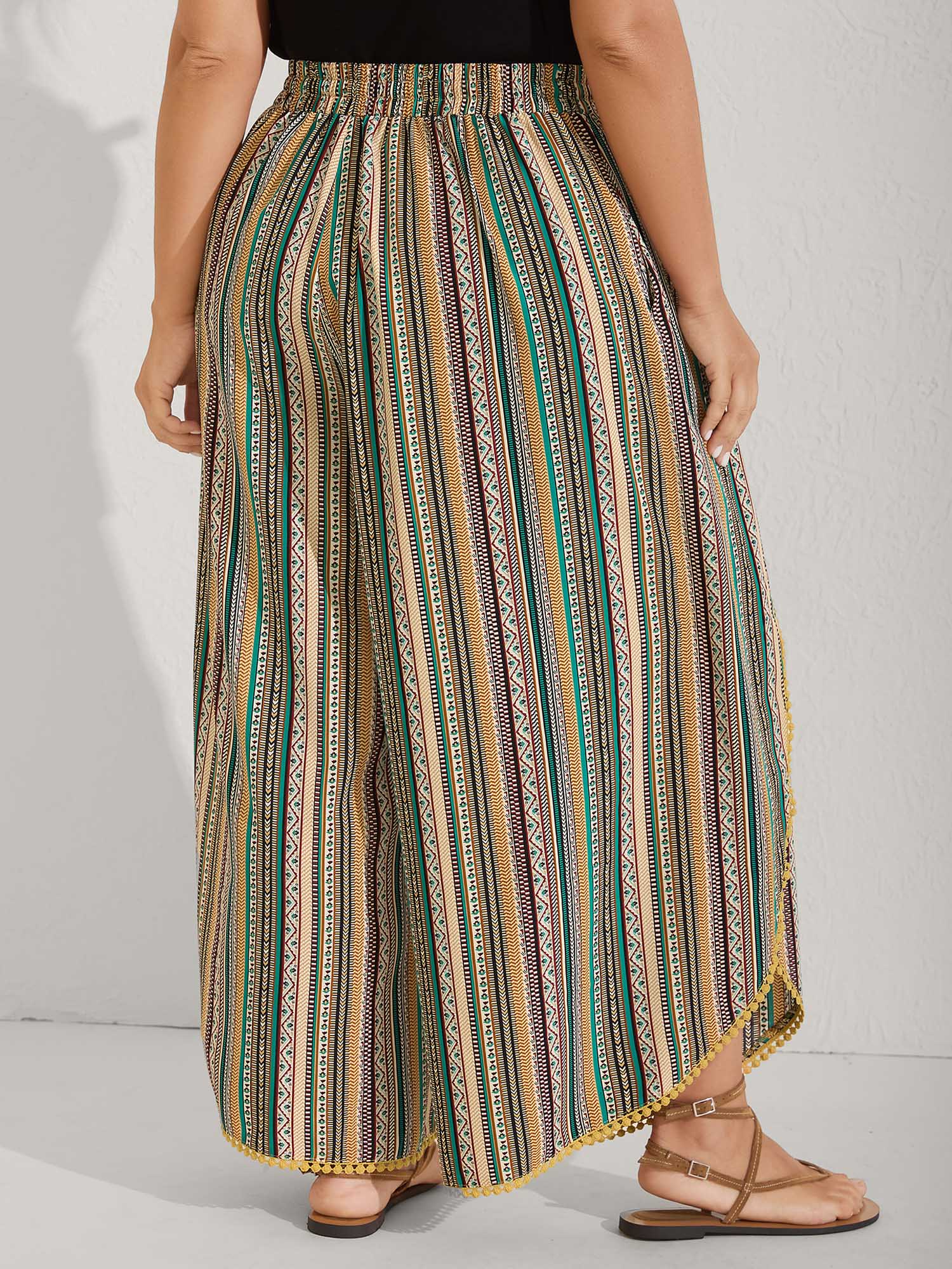 Split Asymmetrical Hem Boho Pants - Image 5