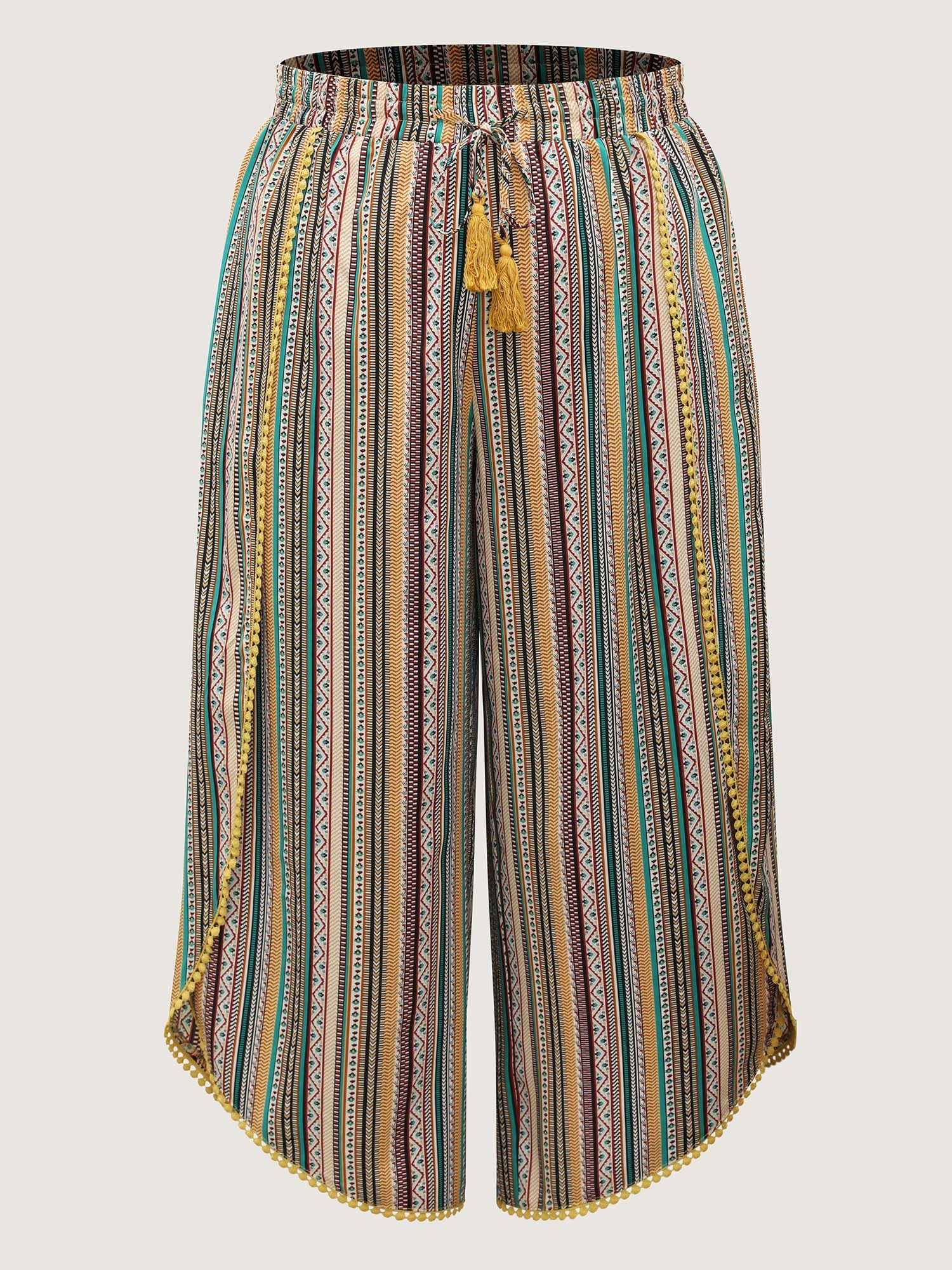 Split Asymmetrical Hem Boho Pants - Image 8