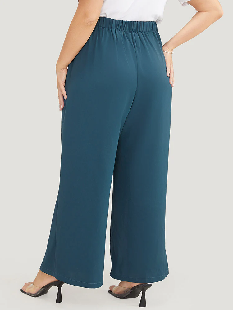 Split Hem Elastic Waist Pocket Pants - Image 5