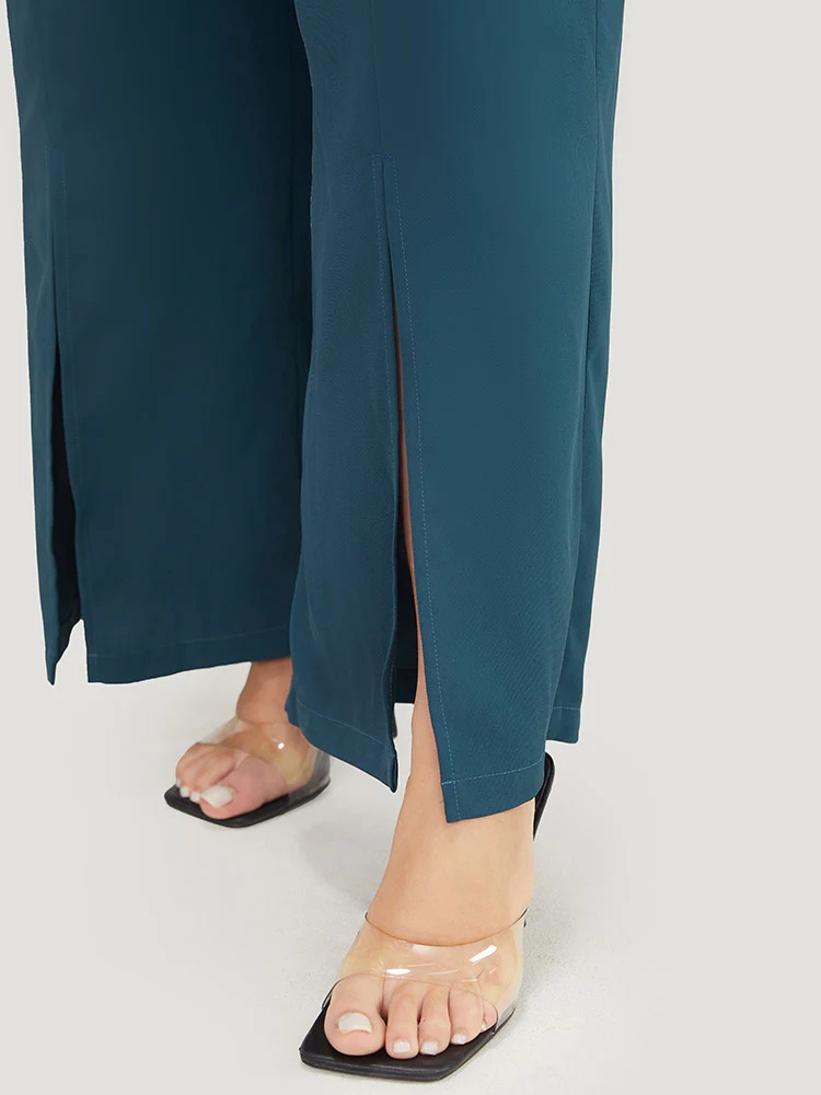 Split Hem Elastic Waist Pocket Pants - Image 6