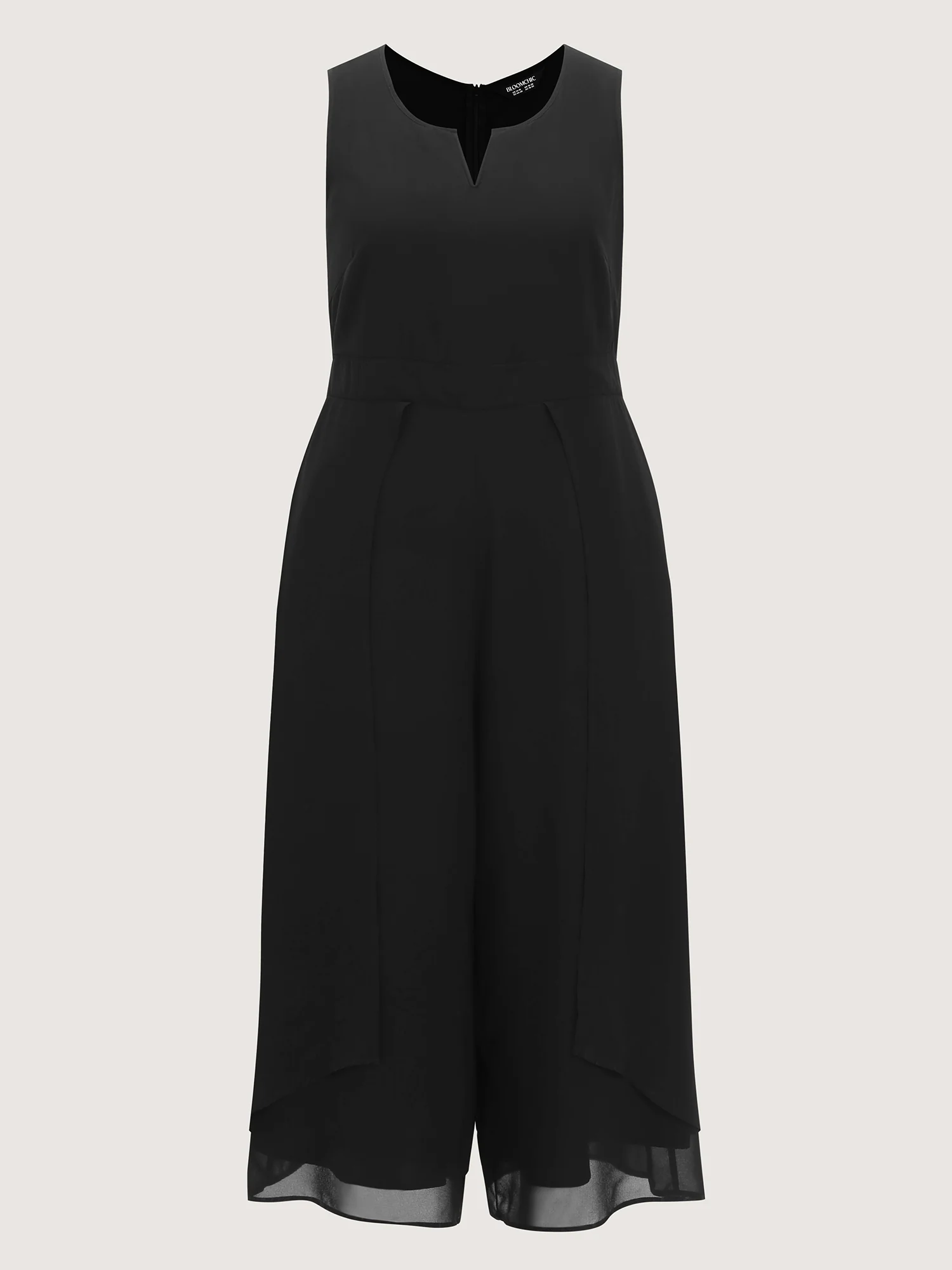 Split Neckline Curvy Hem Plain Jumpsuit - Image 6