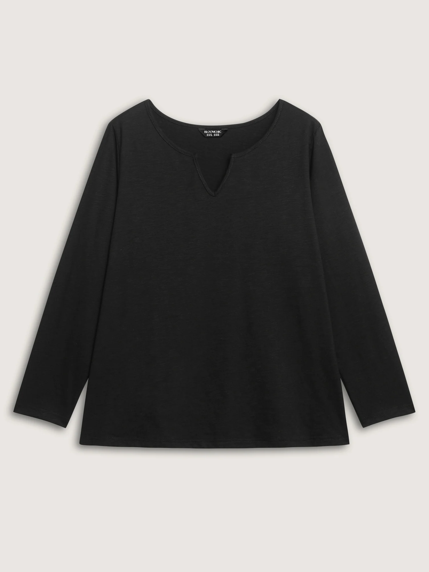 Split Neckline Stretchy Plain T-Shirt - Image 5
