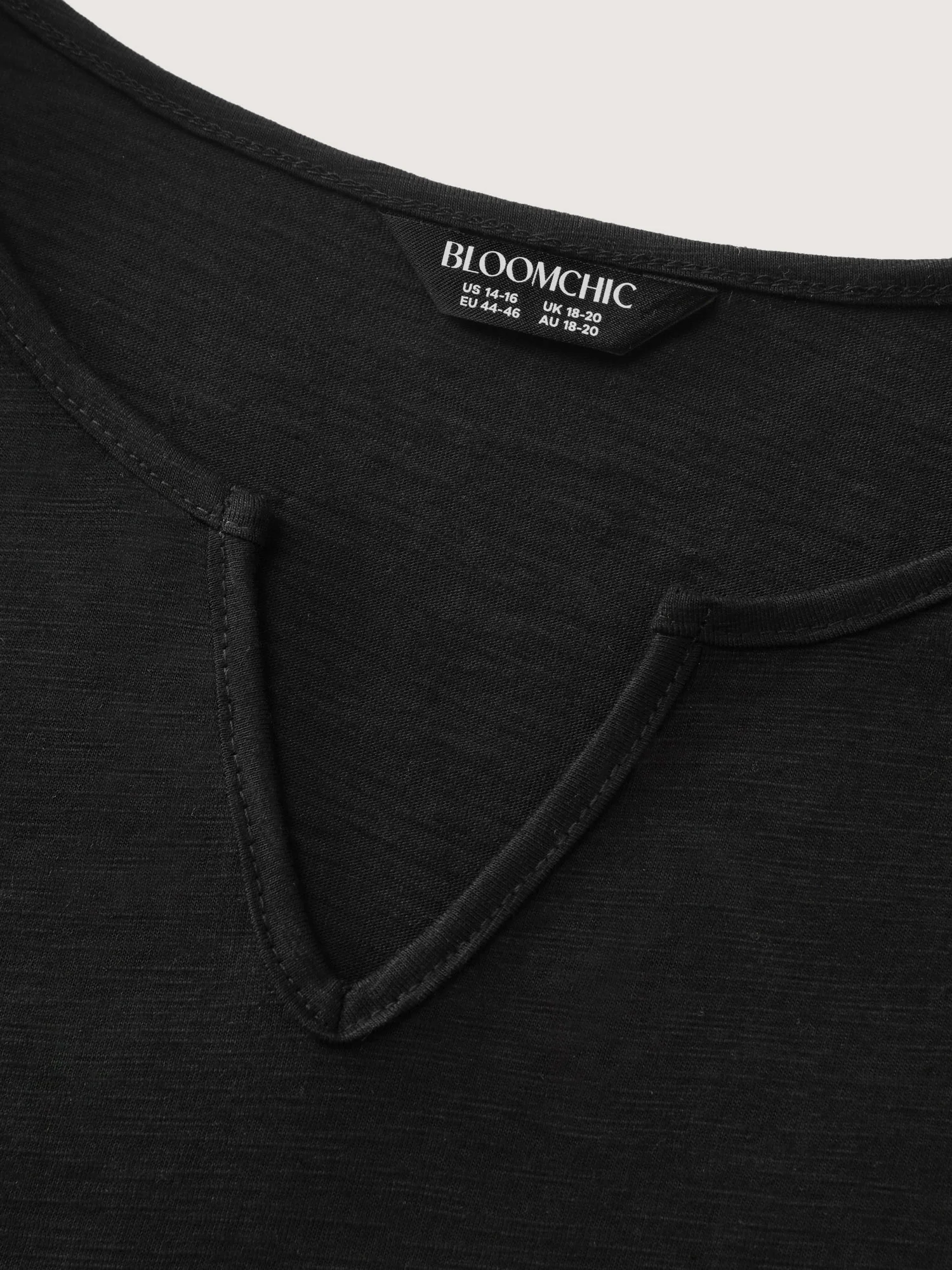 Split Neckline Stretchy Plain T-Shirt - Image 7