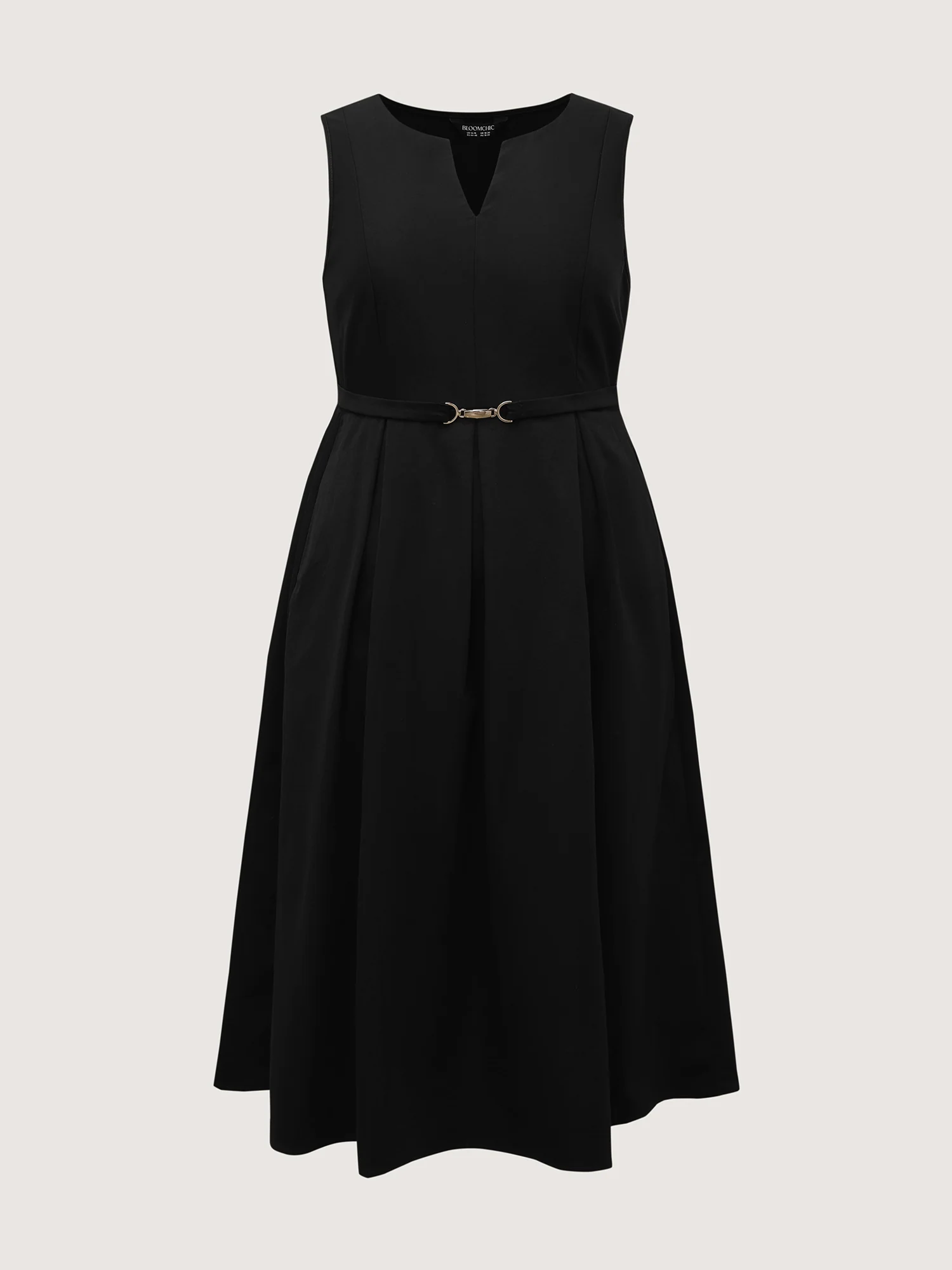 Split Neckline Waist Defining Midi Dress - Image 8